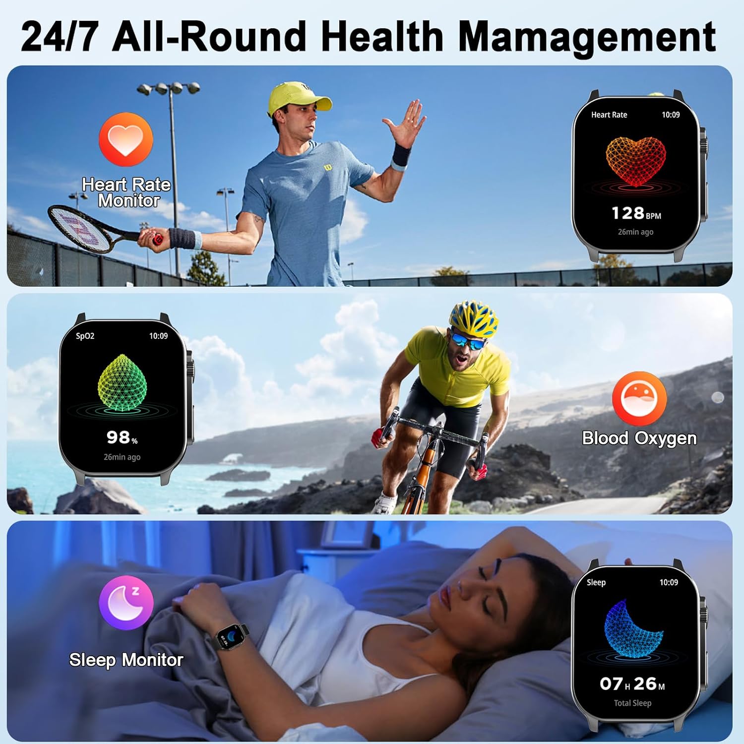 Thumbnail 4 de Smart Watch with 2.01-inch AMOLED Curved Display: 120+ Sports Modes, 24/7 Health Monitoring, IP68