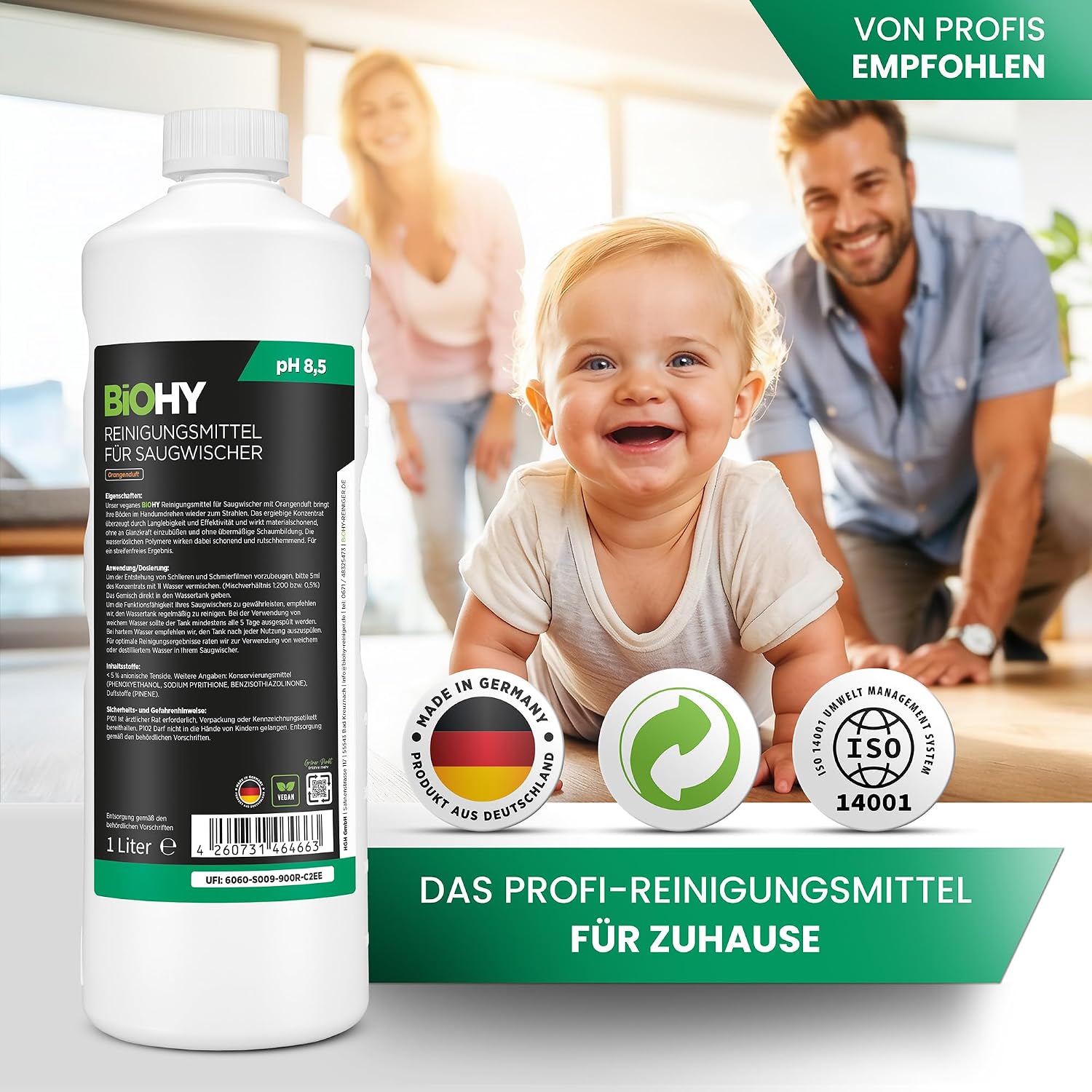 Thumbnail 5 de BIOHY vloerreiniger voor nat-droogreinigers, 2 x 1 liter, 1:200, sinaasappelgeur