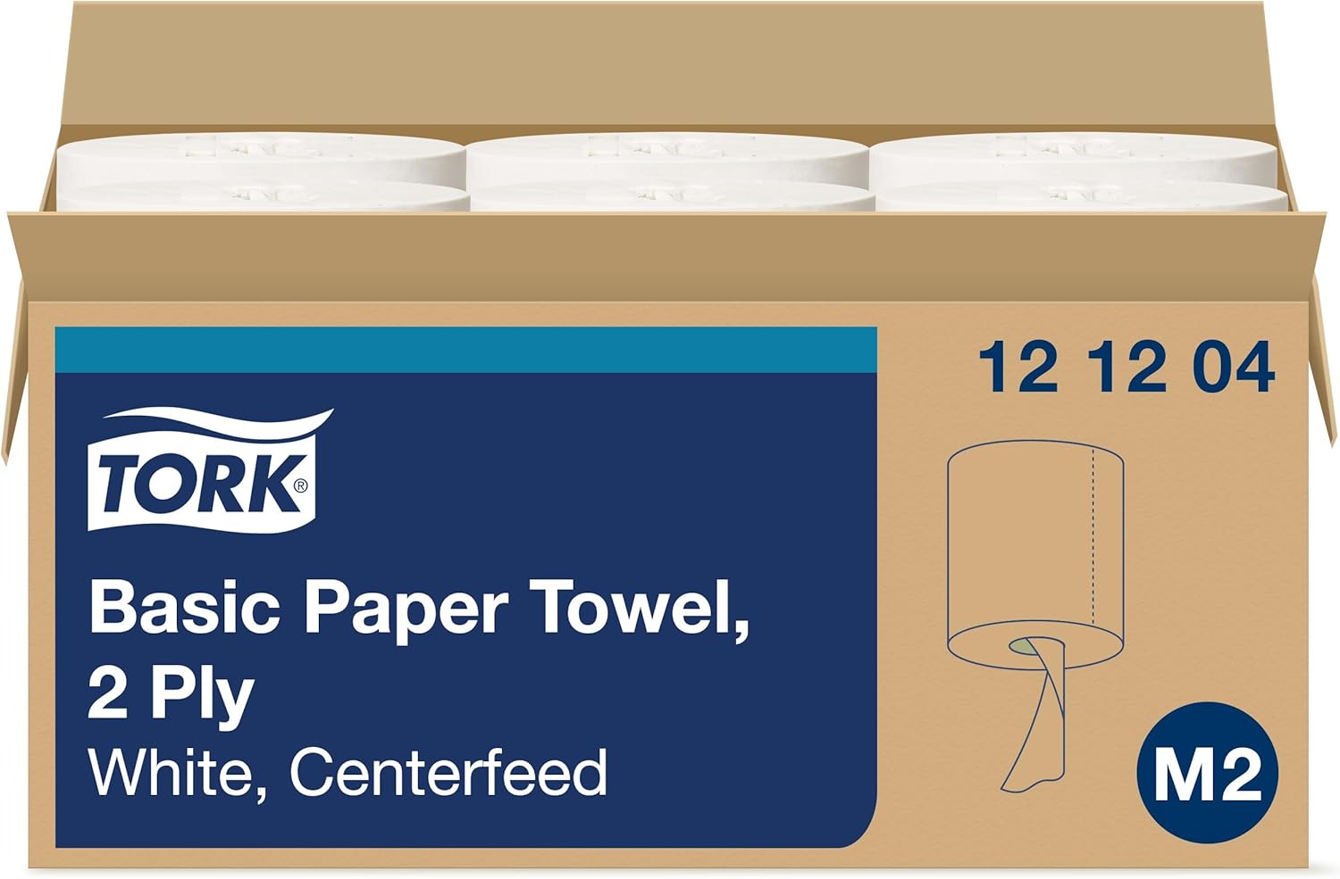 Tork Soft Centerfeed Hand Towels, White M2 (121204) — High-Absorbency 2-Ply Rolls
