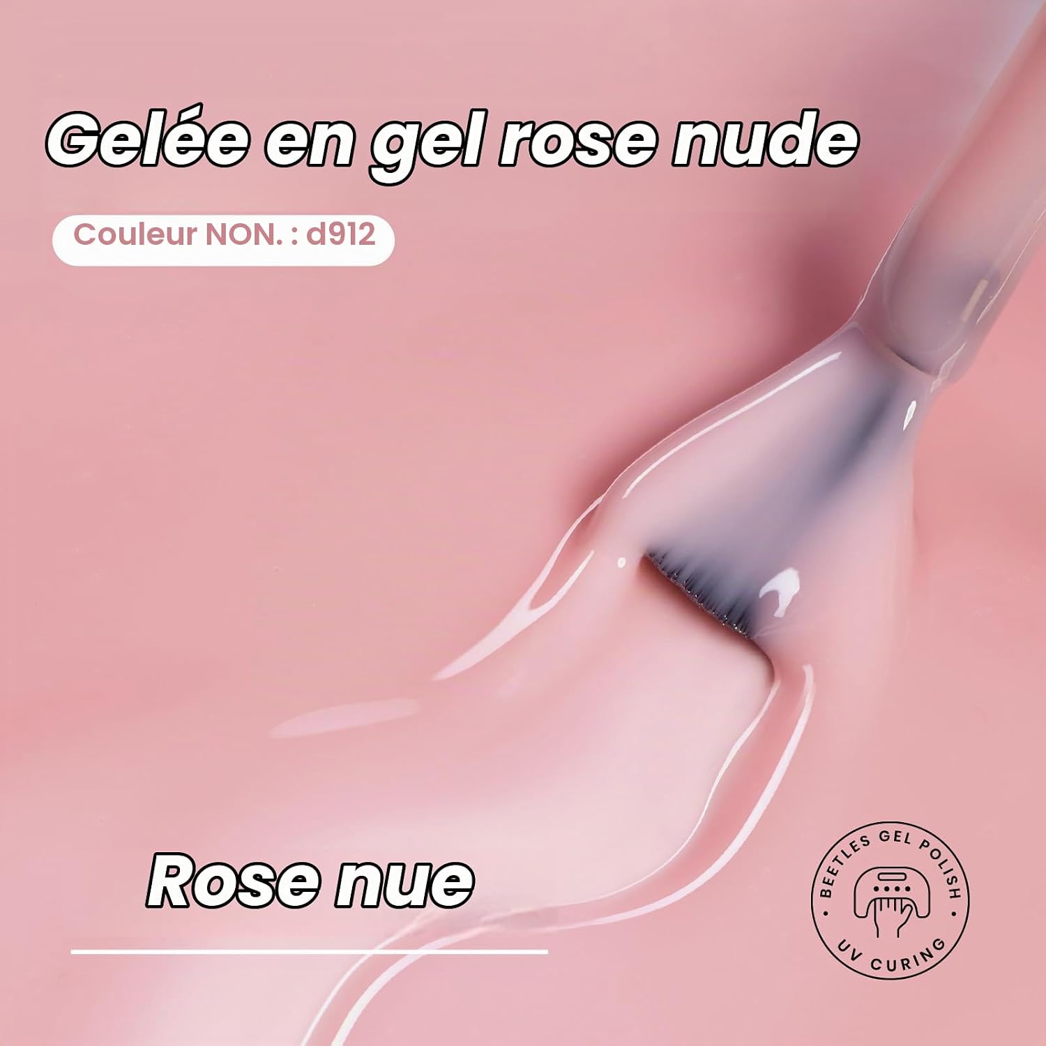 Detalle 2 de Beetles Nude Pink Jelly gelnagellak 15 ml – transparant roze met glanzende uv-gelfinish