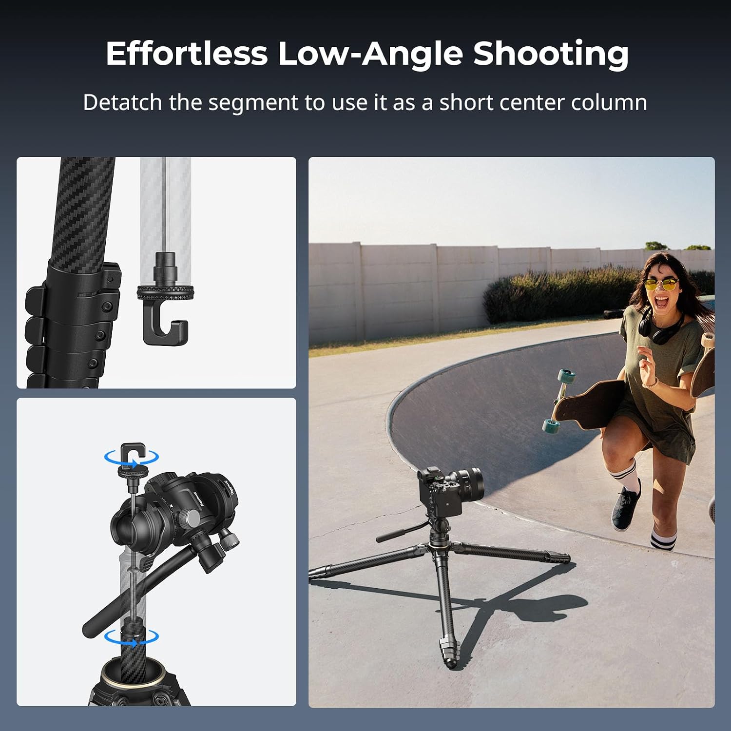 Detalle 2 de SMALLRIG 5028 Trépied voyage carbone 158 cm