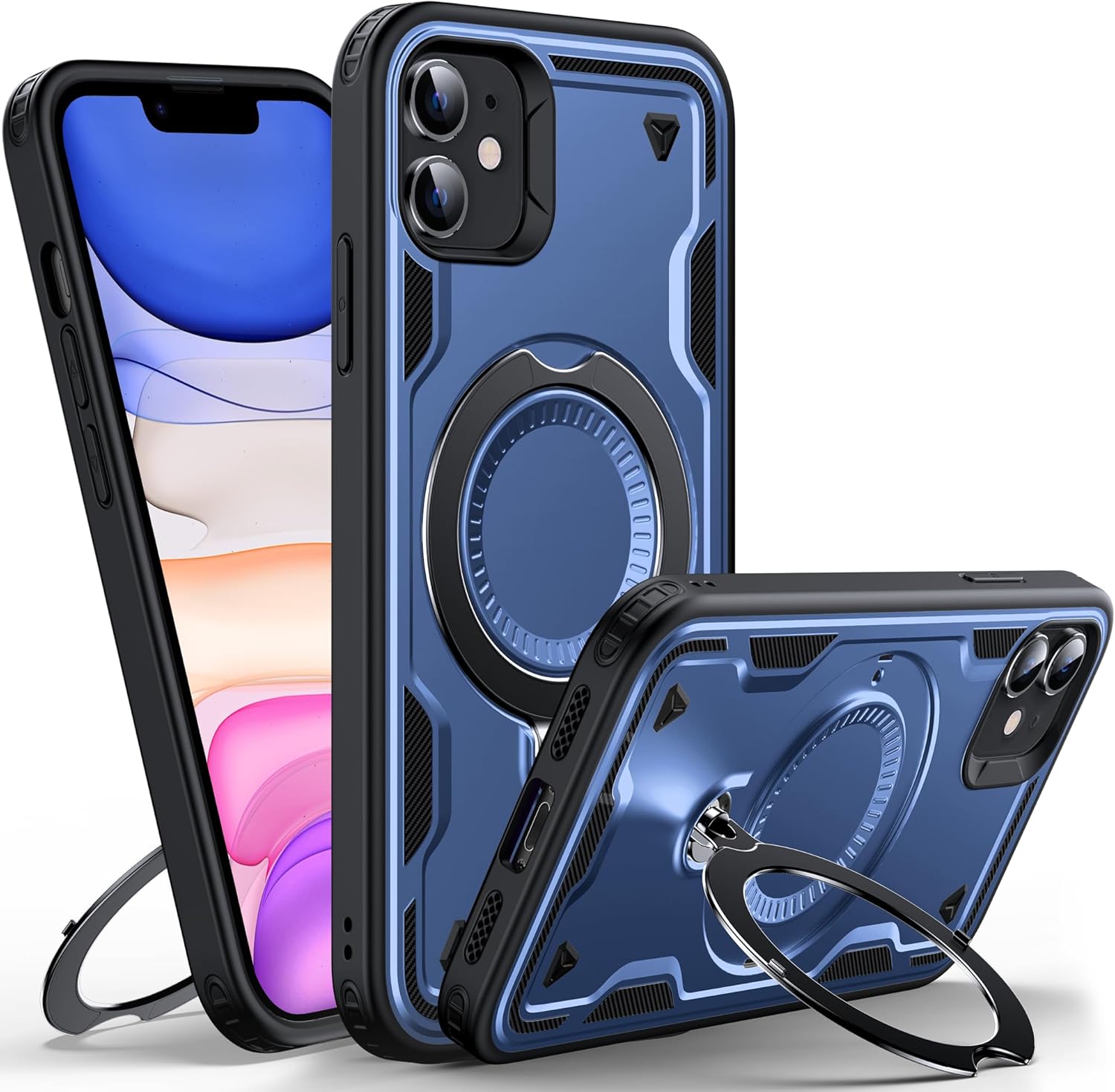 Thumbnail 6 de WYUIC Hülle für Samsung Galaxy S24 FE mit drehbarem 360°-Ringständer – stoßfest & kratzfest, blau