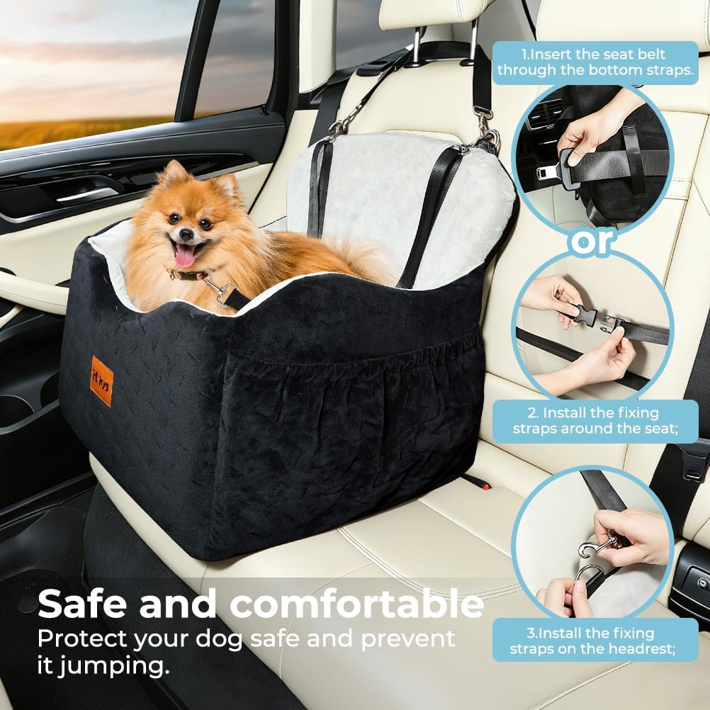 Thumbnail 6 de KYG Washable Dog Car Seat: Front-Seat Booster Bed for Medium to Small Dogs with Cooling & Warm Pads