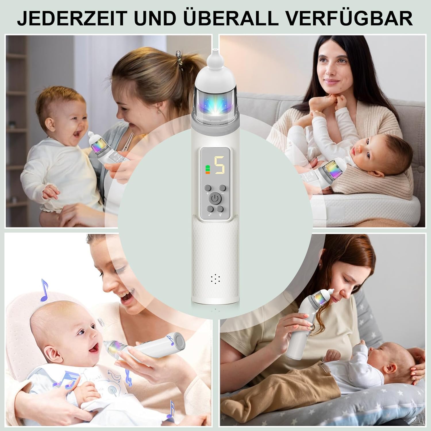 Thumbnail 6 de Pulitore elettrico ricaricabile con musica rilassante, luce LED e 5 livelli di aspirazione – 3 punte in silicone morbido