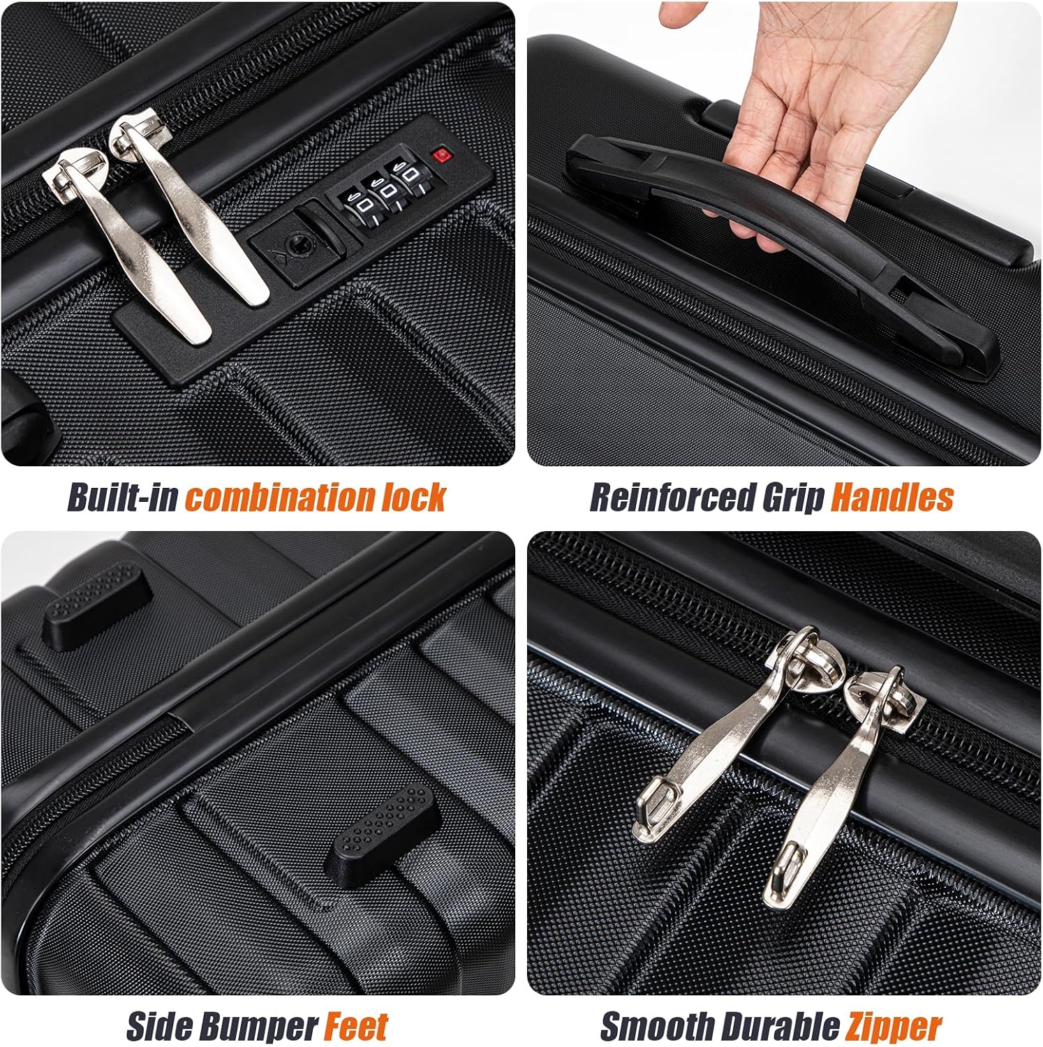 Detalle de Cosbarn Luggage Sets Hardshell 5 Piece: Durable, Lightweight Spinner Suitcases with Tote