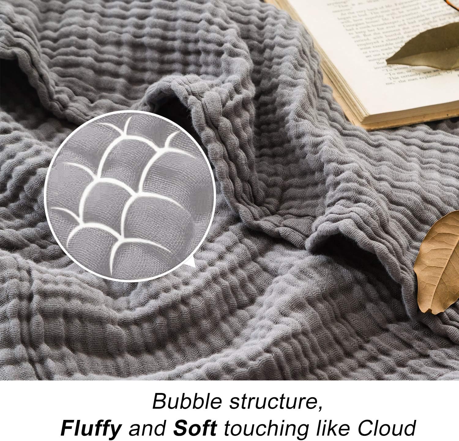 Thumbnail 6 de EMME Cotton Throw Blanket 100% Muslin: Lightweight, Breathable Comfort for All Seasons