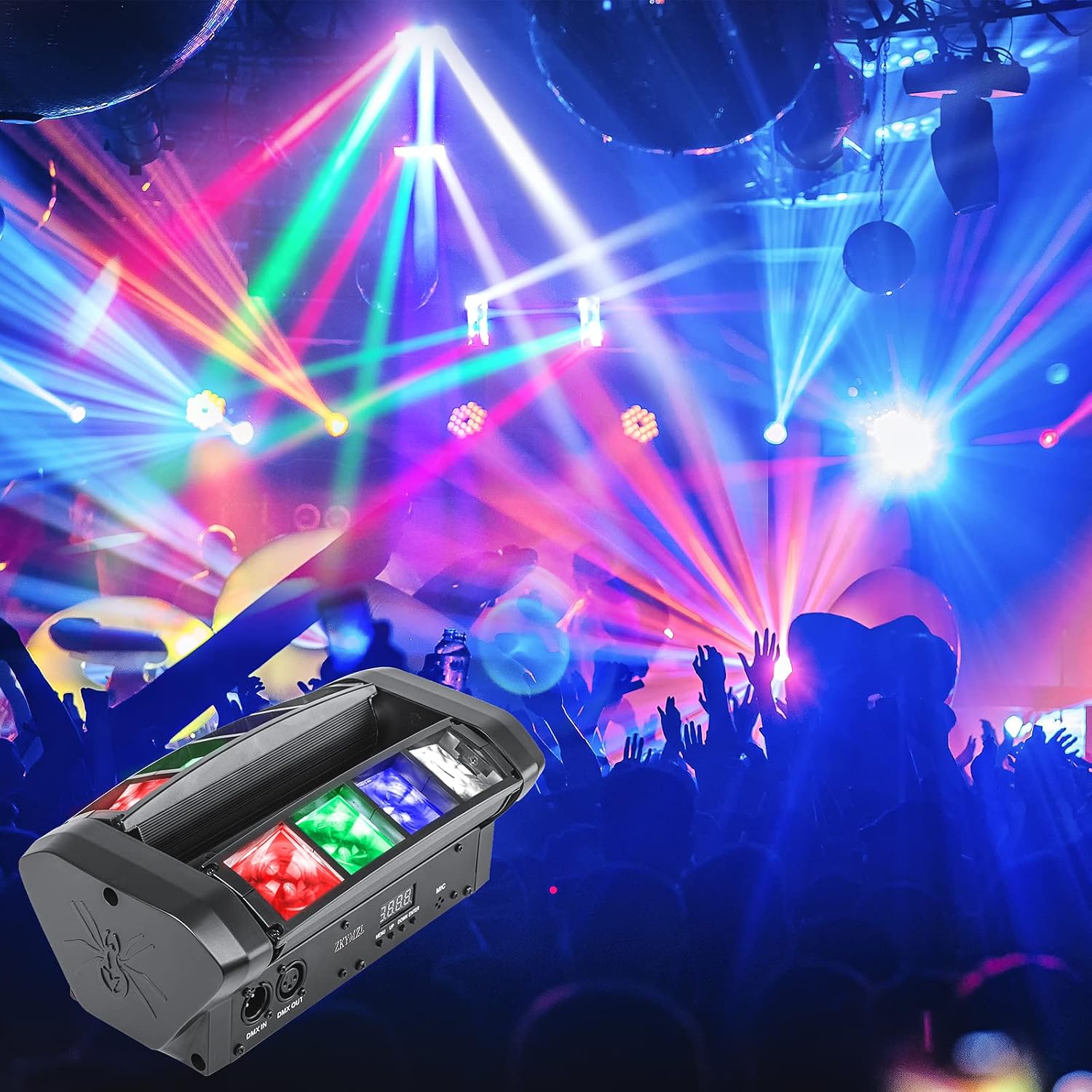 Thumbnail 2 de ZKYMZL Spider Moving Head LED-lampa med RGBW, ljudstyrning och DMX512