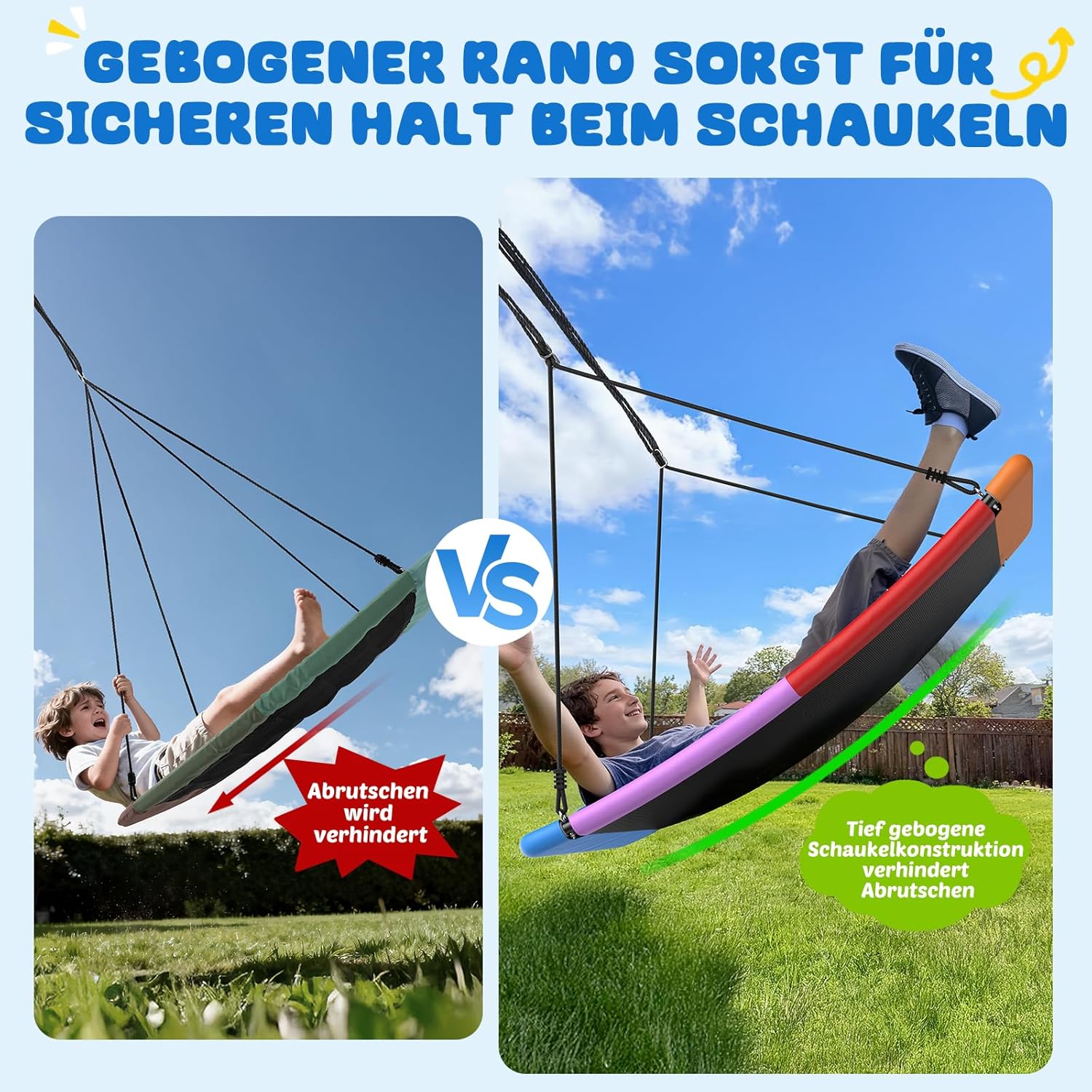 Detalle de Trekassy Nestschaukel Set 152cm XXL – wetterfest, belastbar bis 320 kg, 2 Stücke 3 m Gurten