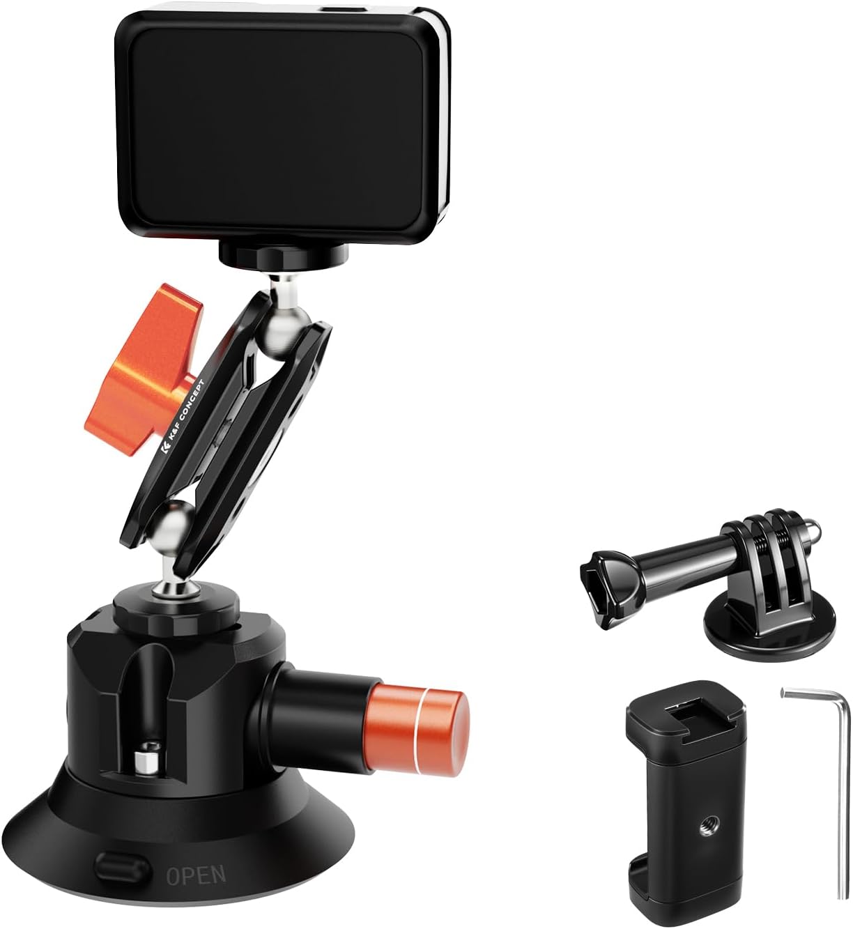 Detalle de K&F CONCEPT 3" Supporto a ventosa per action cam e smartphone