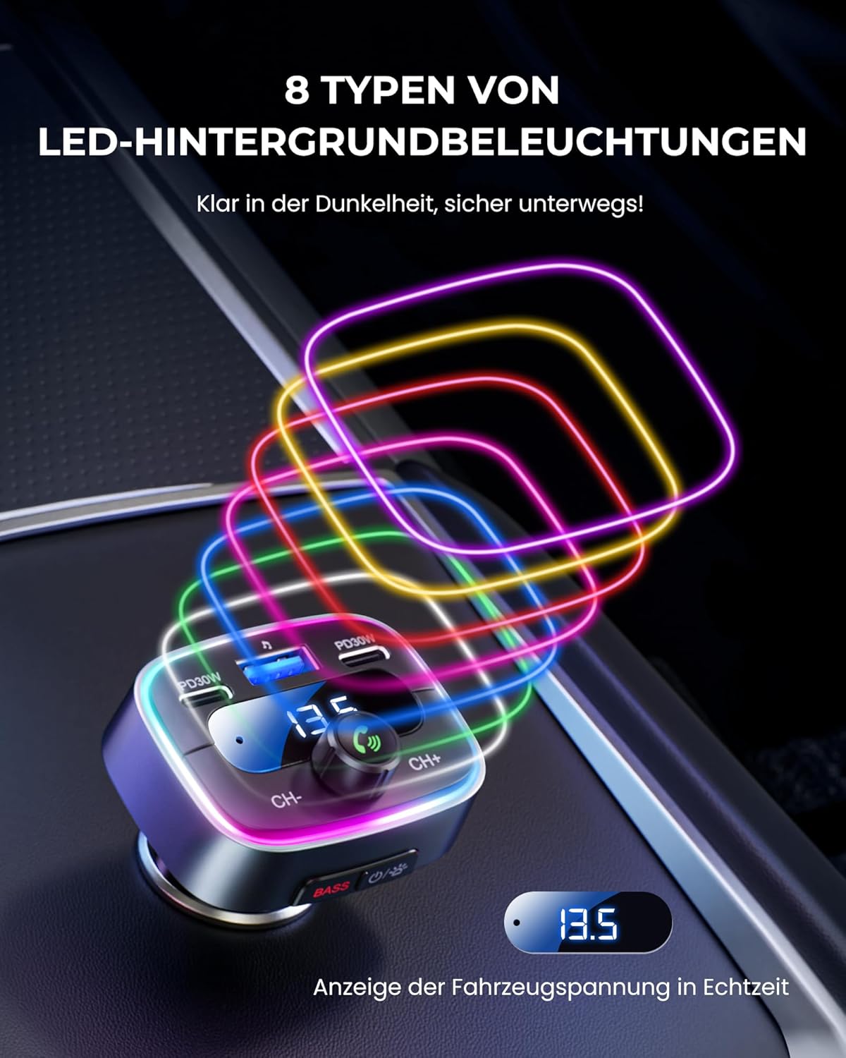 Thumbnail 4 de LENCENT Bluetooth 5.4 FM Transmitter 60 W