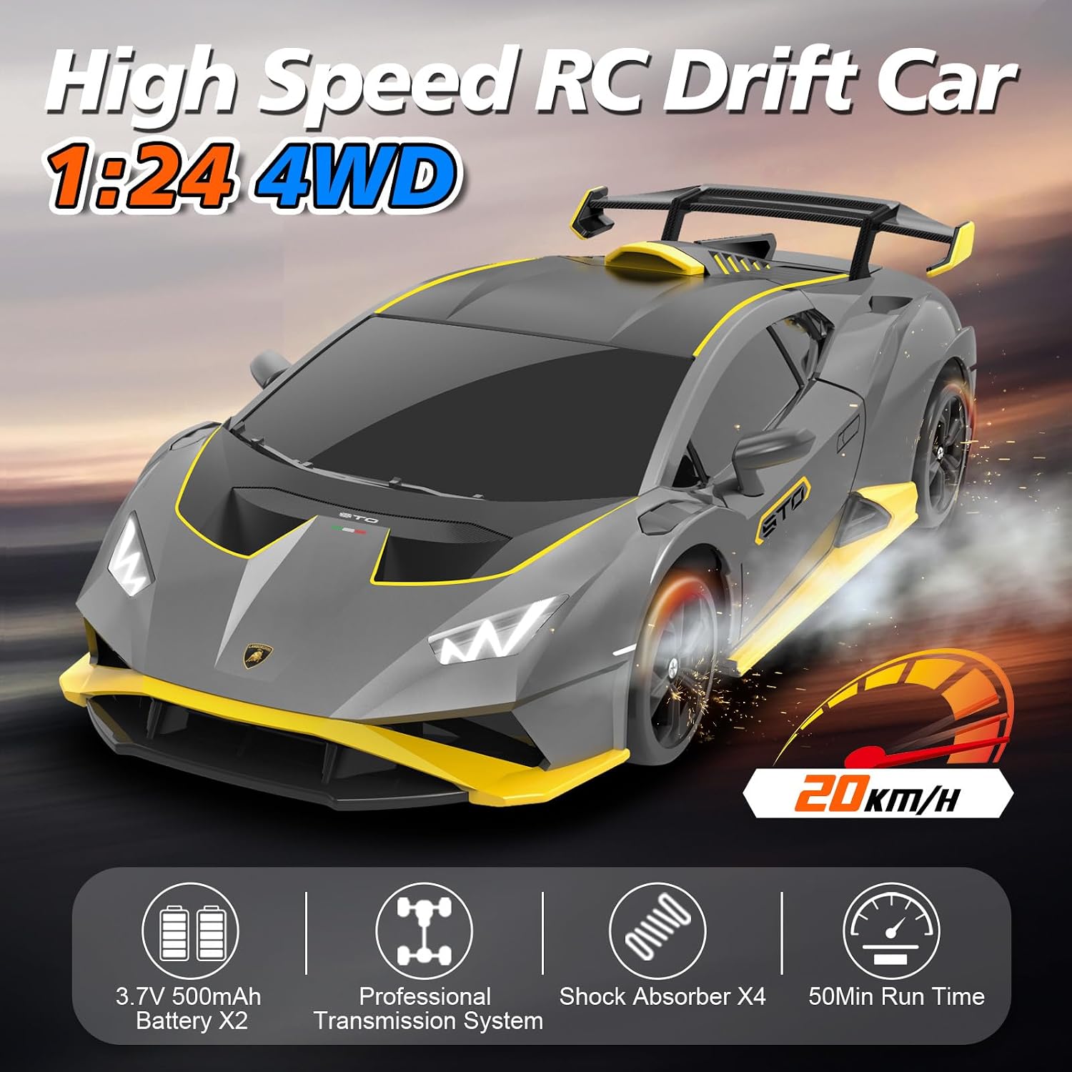 Detalle 2 de YONCHER Coche Teledirigido Lamborghini Huracán STO 1:24
