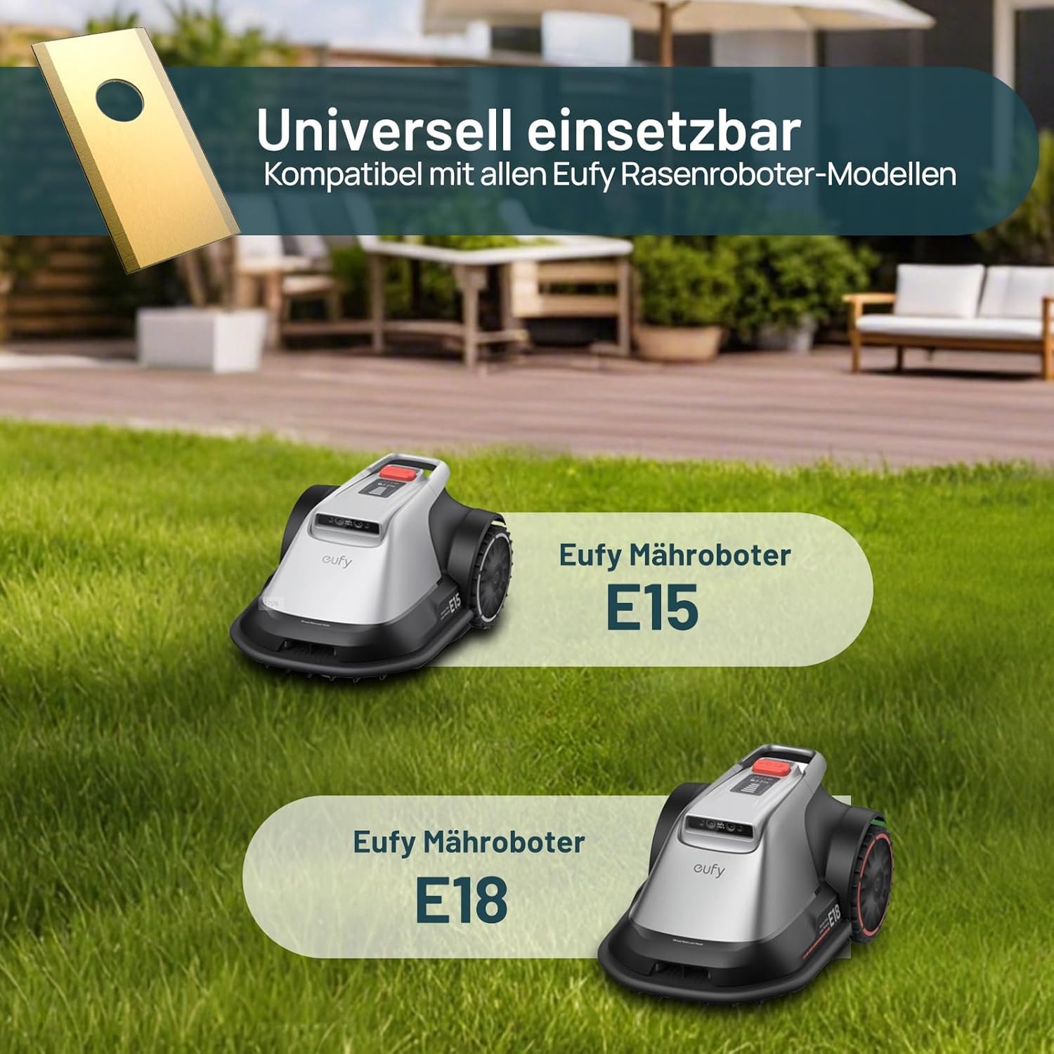 Detalle 2 de HAUSPROFI Titan Ersatzklingen 30x für Eufy Mähroboter E15 & E18 – 60% längere Haltbarkeit, inkl. Schrauben & Box