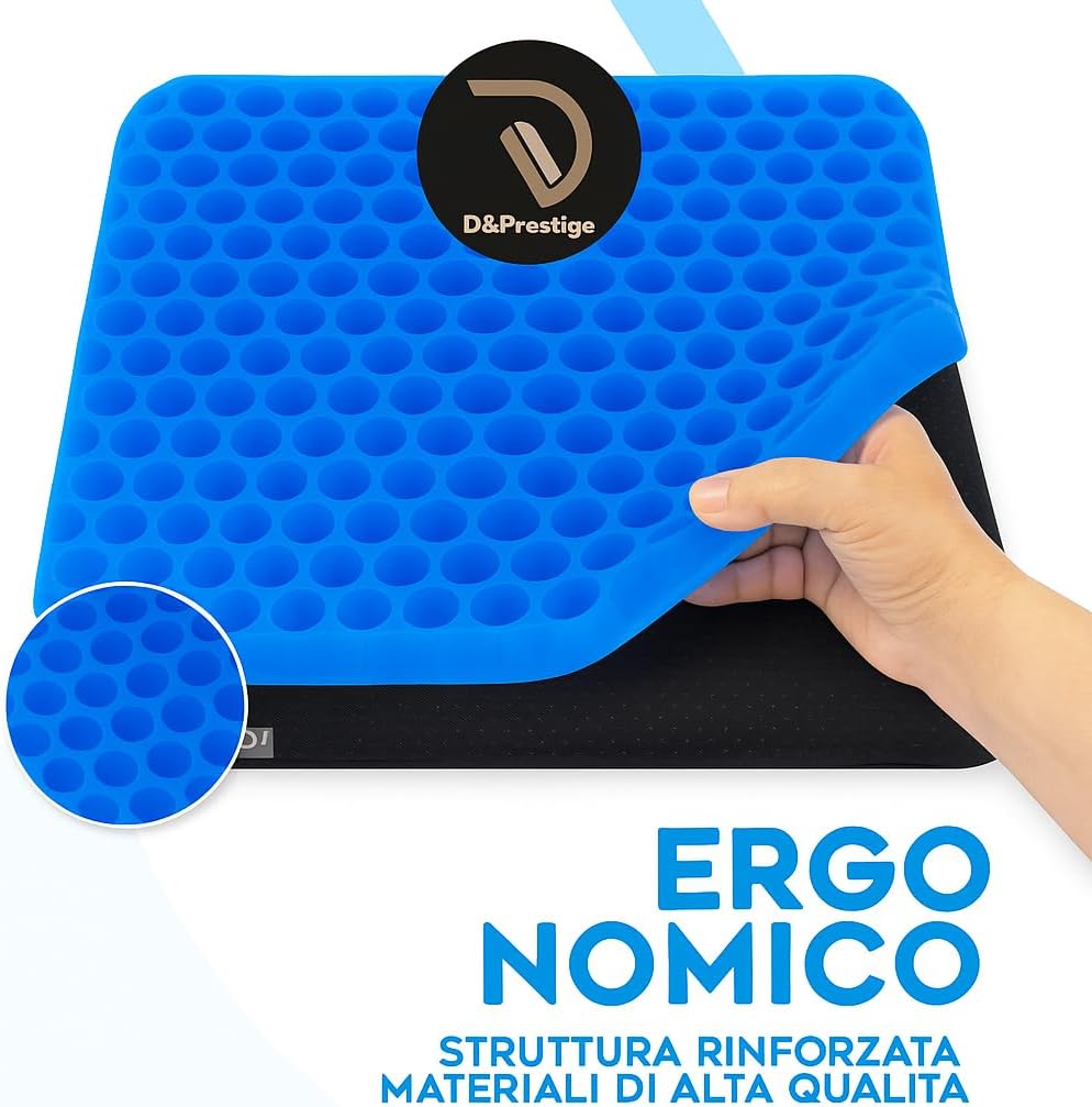 Detalle 2 de Cuscino ergonomico in gel con rivestimento sfoderabile e lavabile per sedia (Comfort antidolorifico) – traspirante anti-calore