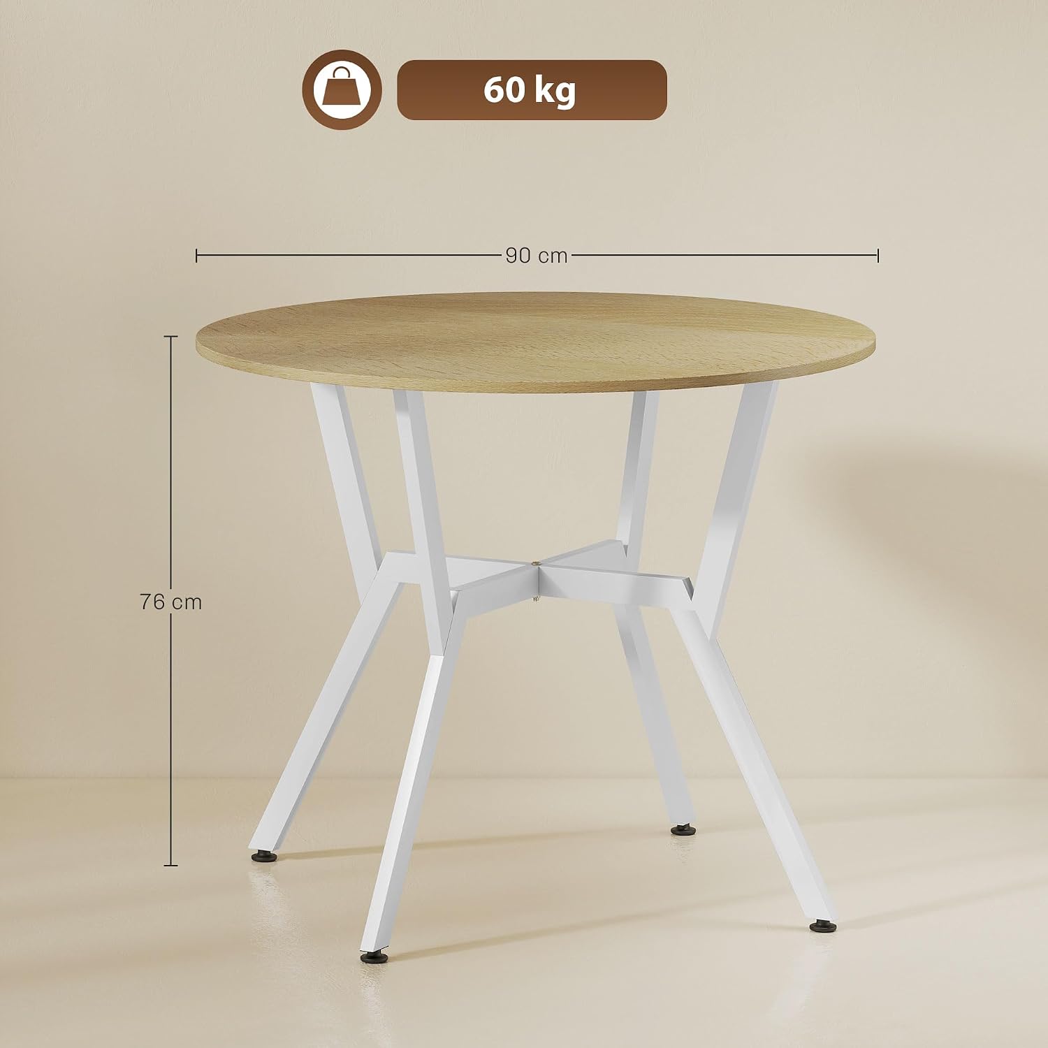 Detalle de HOMCOM Mesa de comedor redonda Ø90 cm para 2