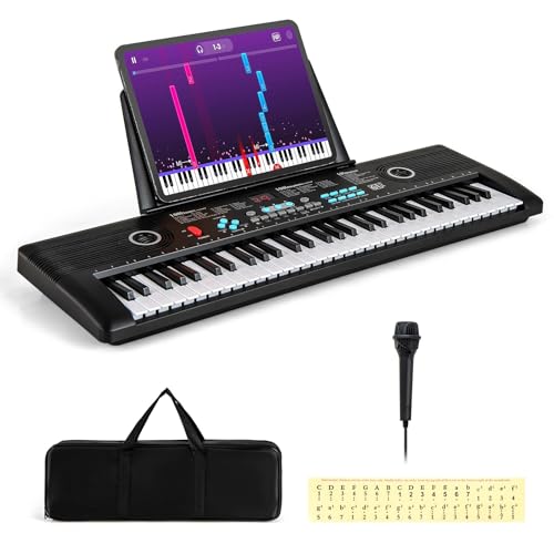 Detalle de COSTWAY 61 Key Keyboard Piano: Portable Digital Piano for Beginners (Black)
