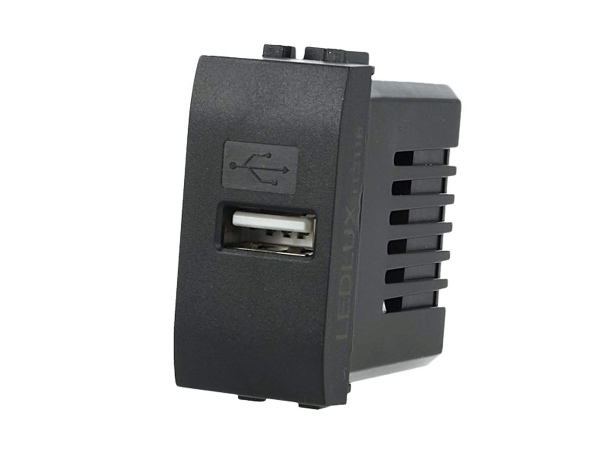 Detalle de Caricatore USB da parete 5V 2,1A compatibile con Bticino Living Light – nero