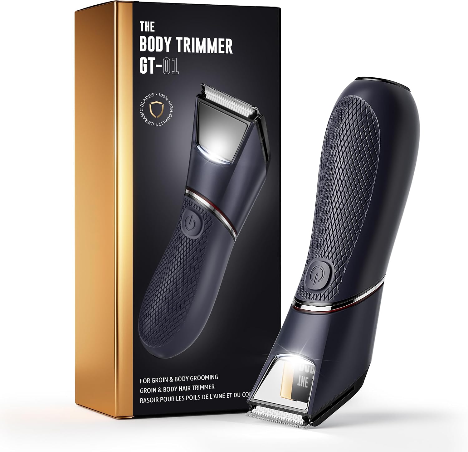 Imagen de JMJDYITAO Body Hair Trimmer for Men: Mirror & LED Pubic Hair Trimmer with IPX7 Waterproof Ceramic Blade en OfertitasTOP