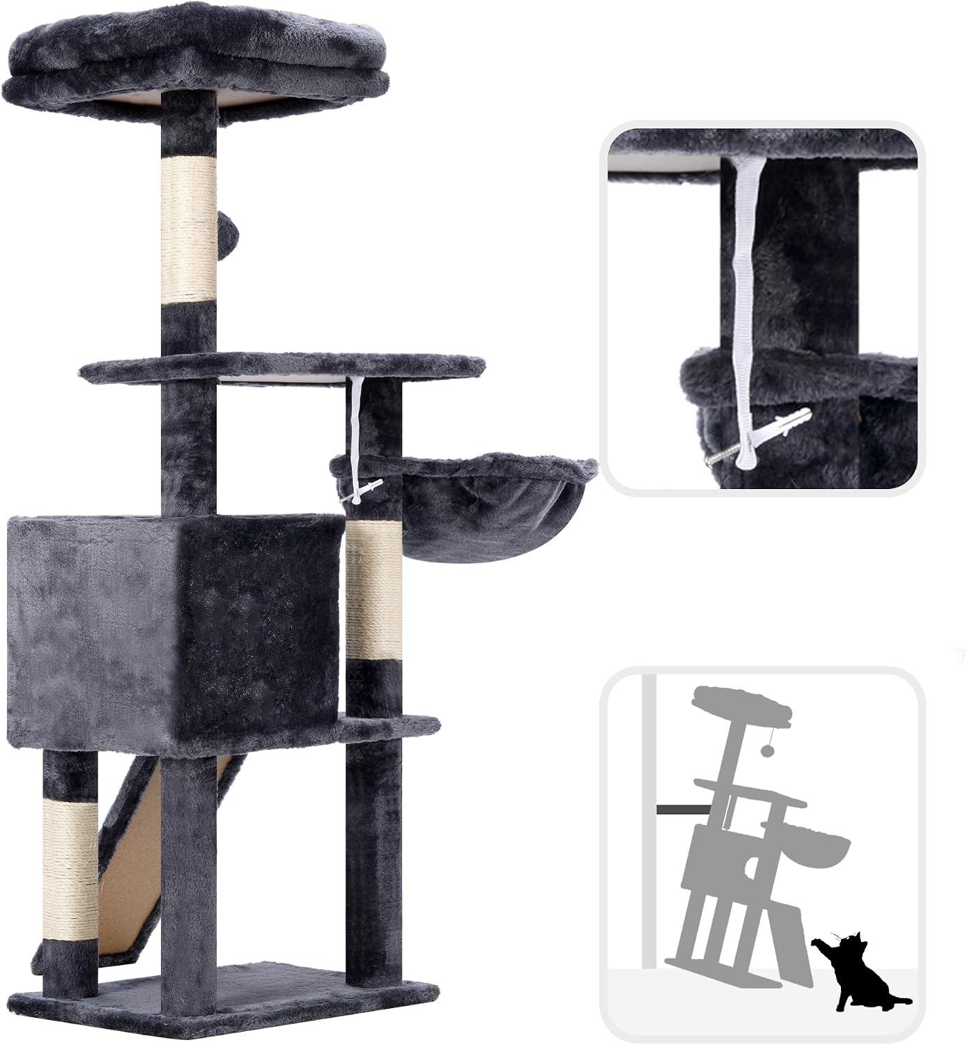 Thumbnail 6 de Hey-brother Kratzbaum 108 cm – mehrstöckiger Indoor-Katzenbaum für Kätzchen