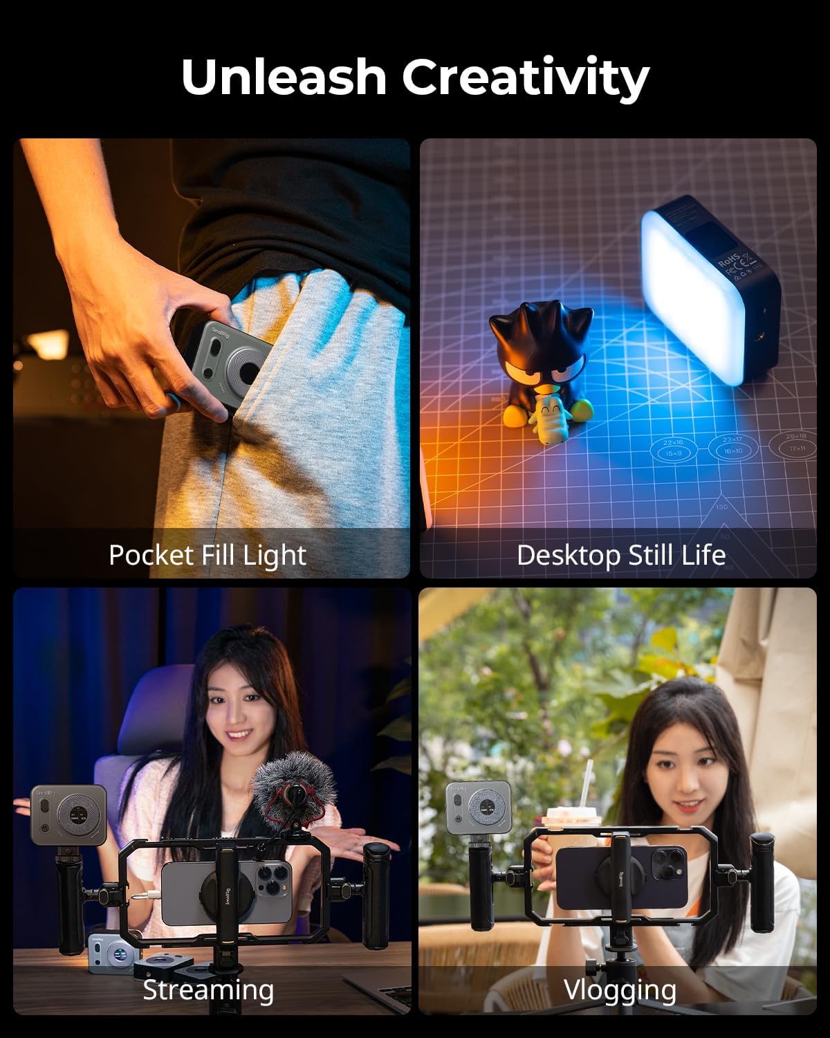 Detalle 2 de SMALLRIG Vibe P96 Pro 4660 luce LED portatile con luce cold shoe, CRI 95+ e 2500–6500K