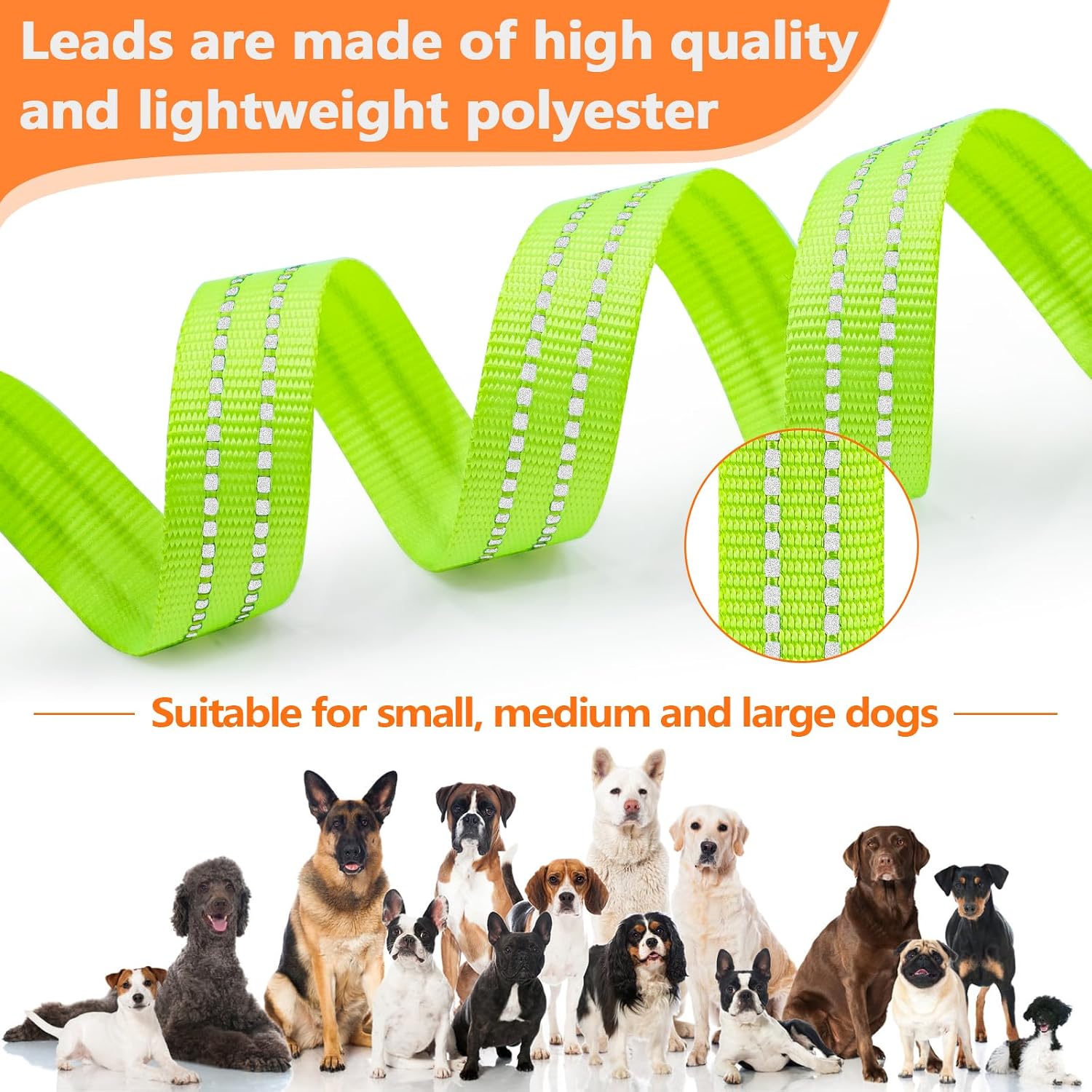 Detalle de X XBEN Long Line Dog Lead 30m/98ft – Reflective, Lightweight Recall Training Lead with Soft Padded Handle