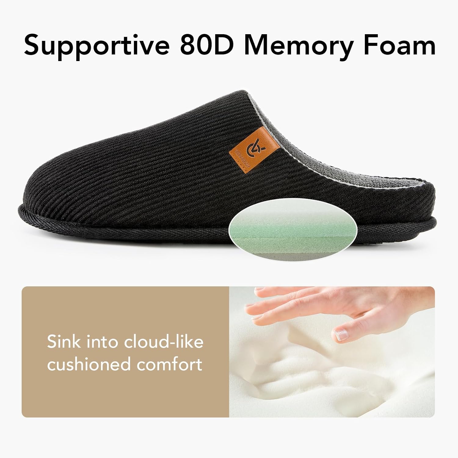 Thumbnail 4 de VeraCosy Cozy Slip-on Corduroy Slippers 80D Memory Foam