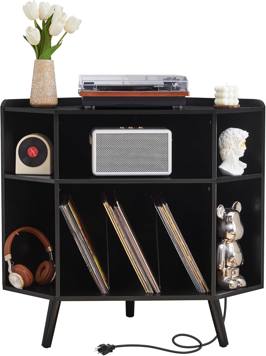 Detalle de MAHYIZYI Corner Record Player Stand, 3-Tier