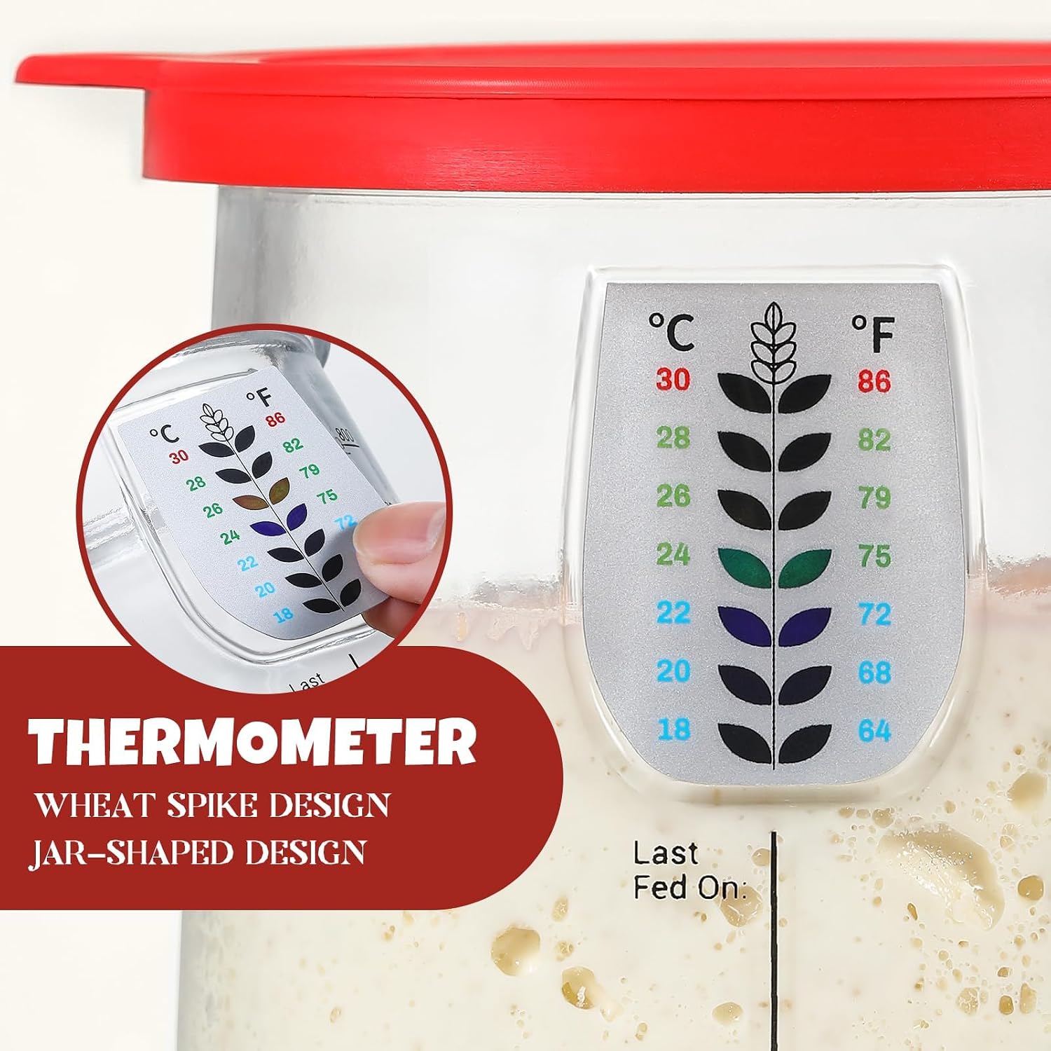 Thumbnail 5 de Snuvid 1 L Sourdough Starter Jar Kit, Wide-Mouth Glass with Three Lids
