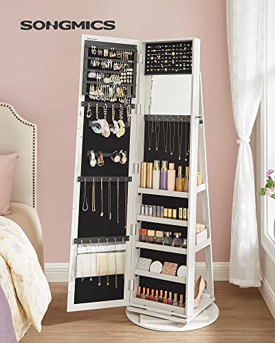 Detalle de SONGMICS Armoire à Bijoux JBC62W : Organisateur 3-en-1 avec Miroir et Pivotement à 360°