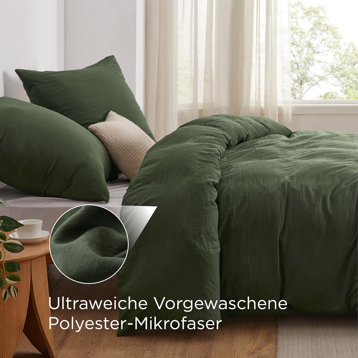 Thumbnail 3 de BEDSURE Bettwäsche 135x200 Olivgrün 4tlg