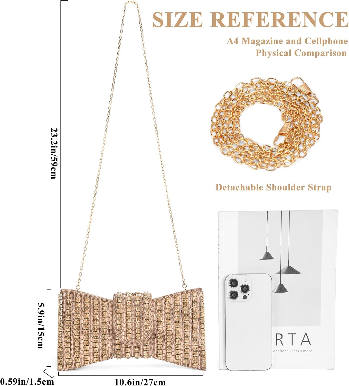 Detalle 2 de Sweetovo Rhinestone Clutch Purse in Vegan Leather