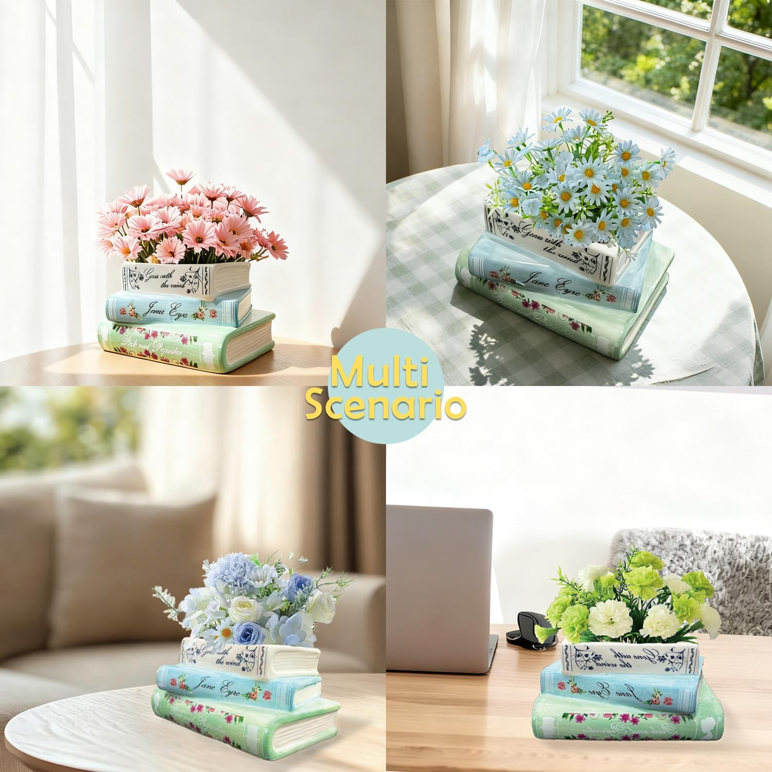 Detalle 2 de Jxcnkiy book planter ceramic pot