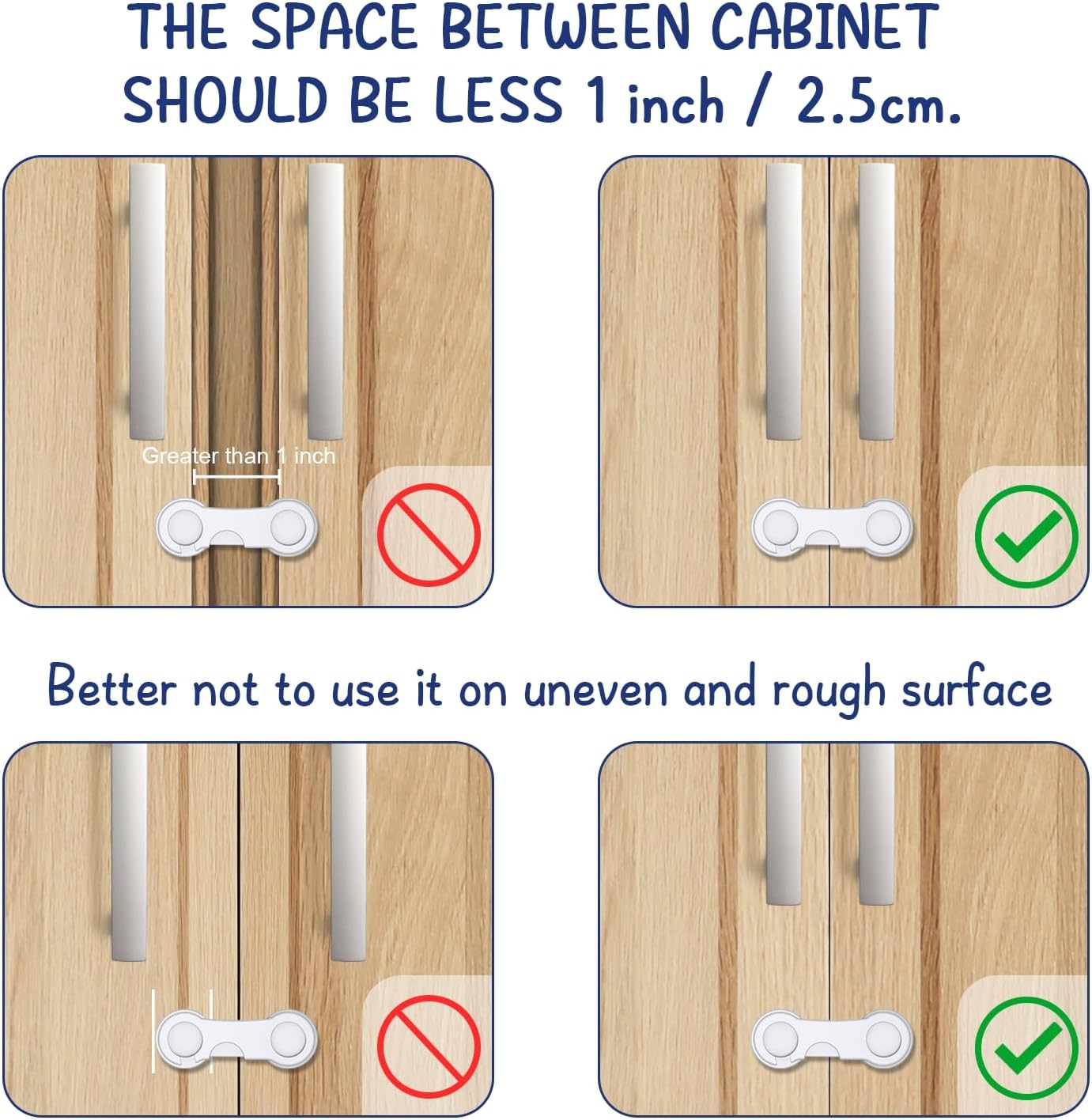 Thumbnail 4 de Septeamay Cupboard Locks for Children (8 Pack) – Strong Adhesive Child Safety Locks for Kitchen Cabinets & Drawers