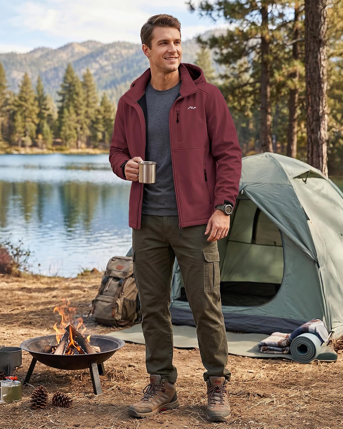 Thumbnail 2 de WULFUL Men's Softshell Jacket, Fleece-Lined with Stowable Hood