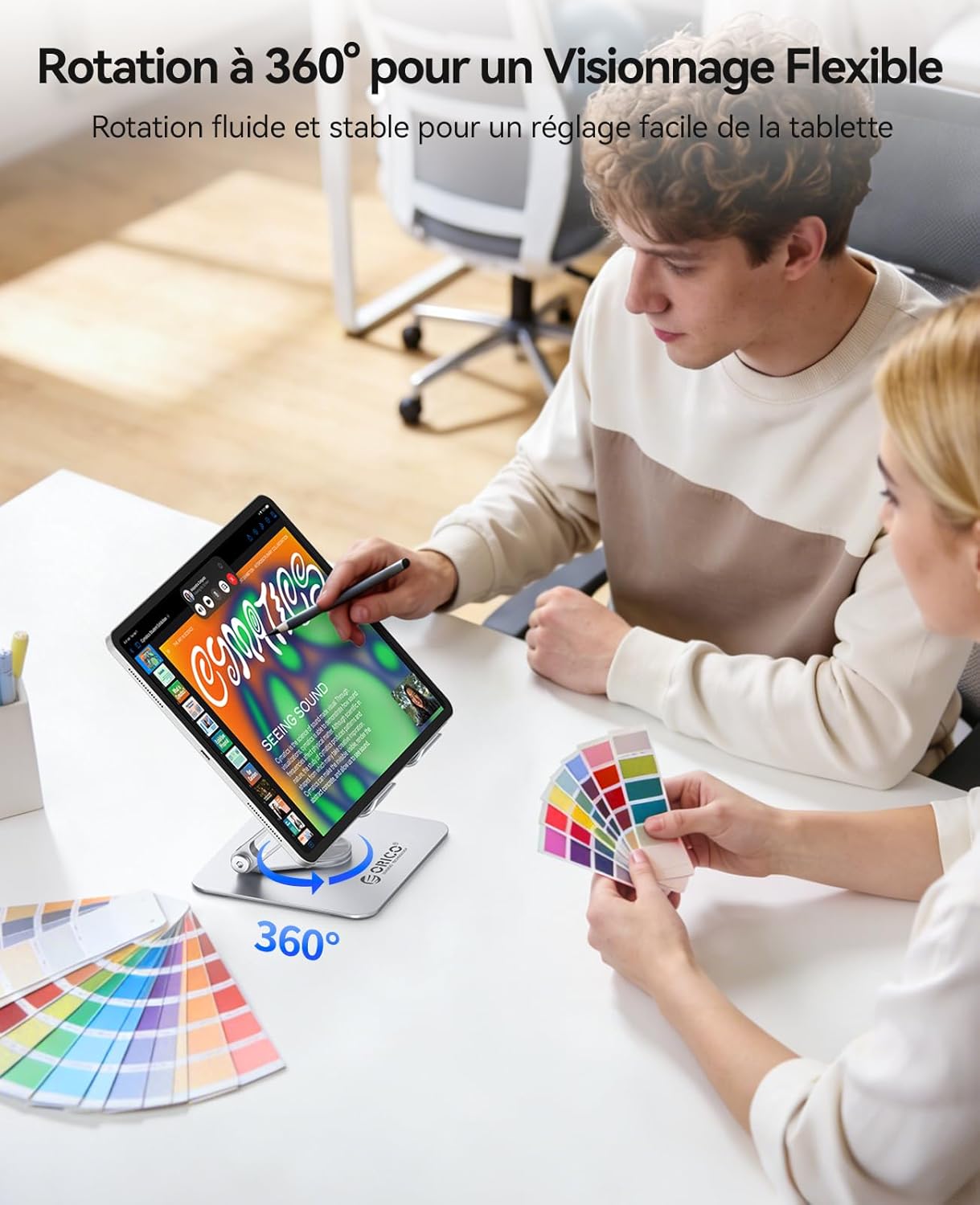 Thumbnail 1 de ORICO Support tablette à rotation 360° FB2 (jusqu’à 13") – support de bureau portable pliable pour iPad et Kindles, argent