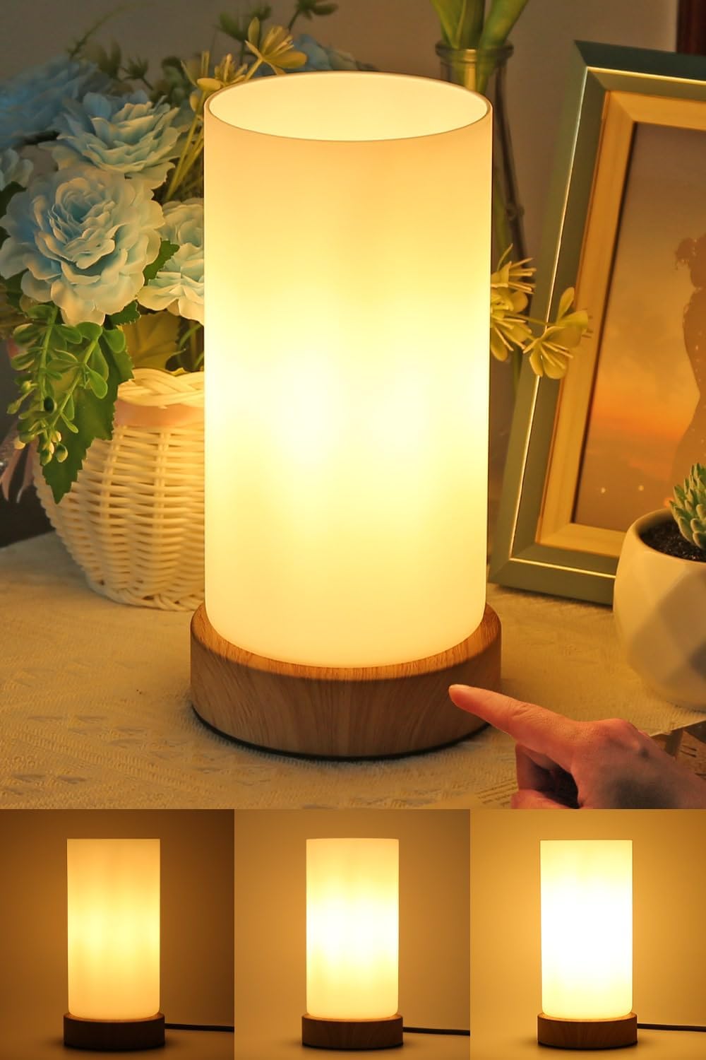 Detalle de HSLighting Touch Glass Bedside Lamp 3-way dimmable