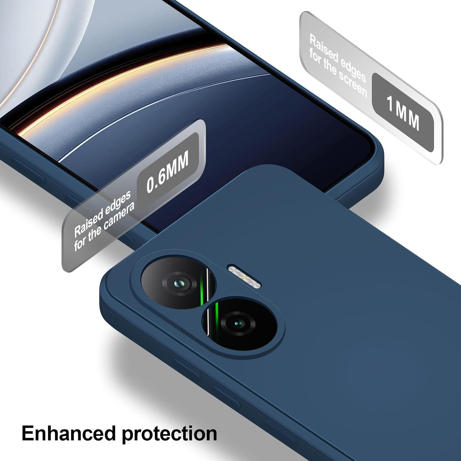 Thumbnail 5 de Btstring Hülle für Xiaomi Poco F7 – Silikon-Case mit mikrofaserweichem Futter (blau)