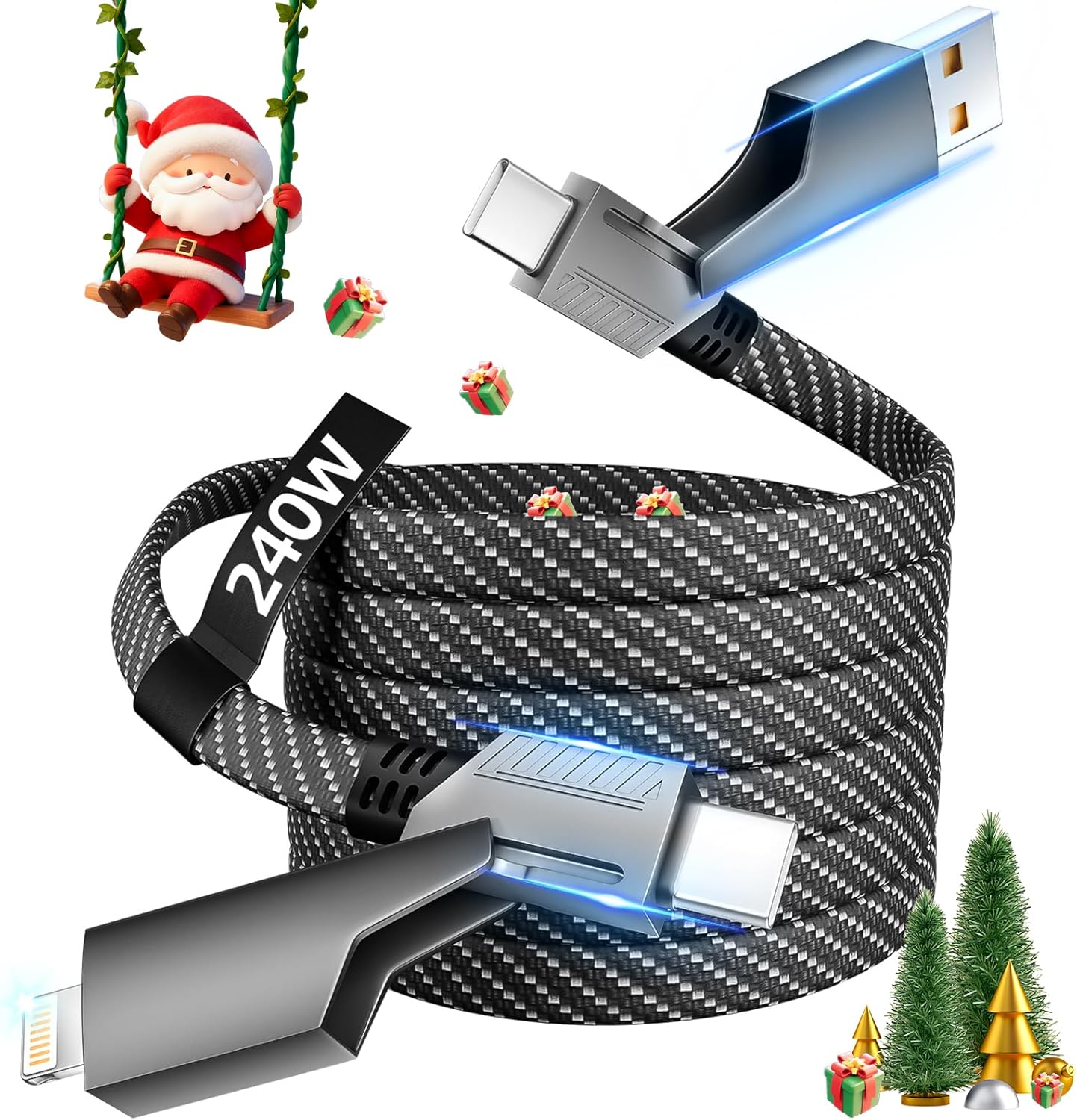 Detalle de USB C Cable 4‑in‑1 240W 5ft Fast Charging