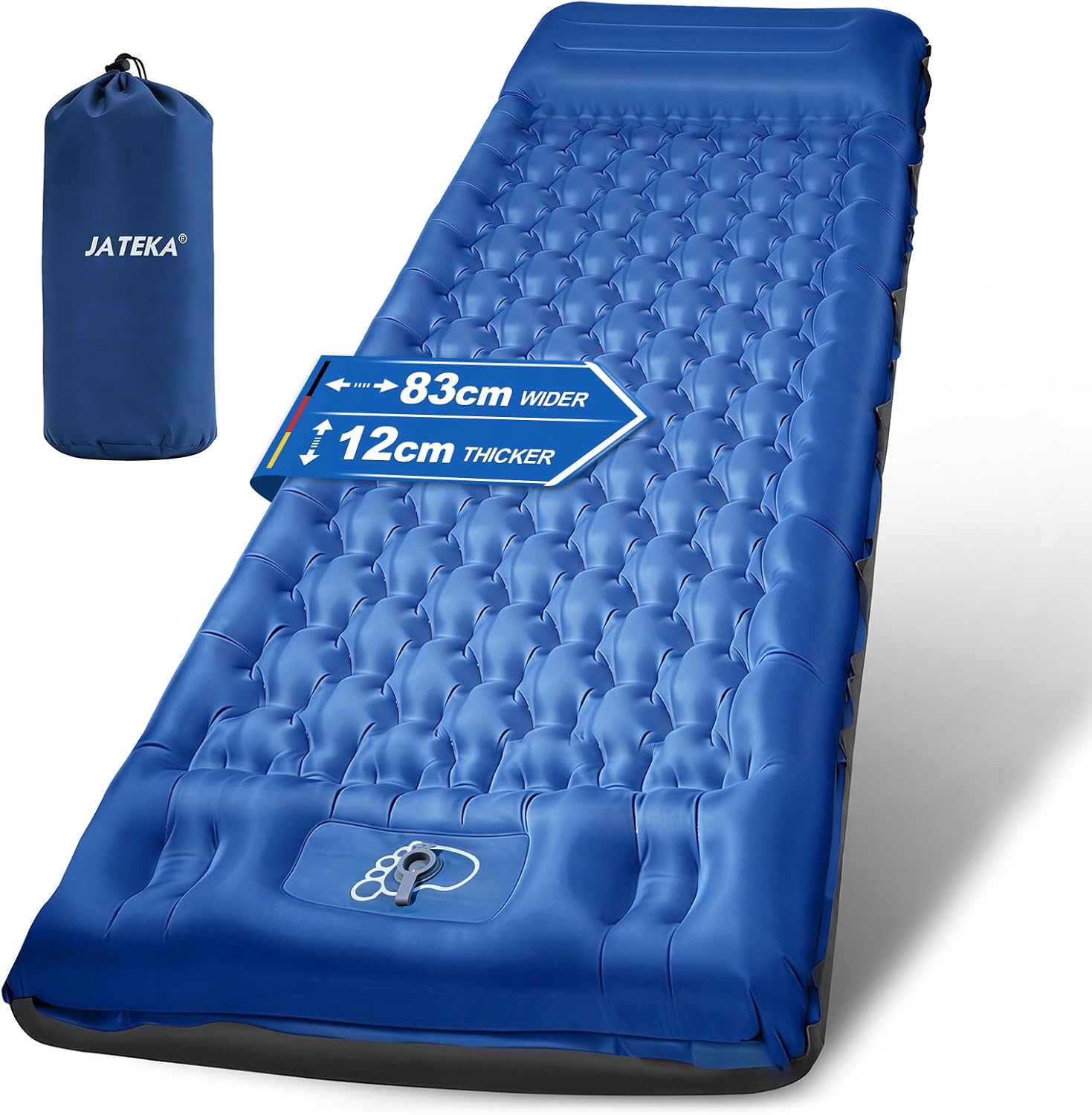 JATEKA Materassino Campeggio Singolo Gonfiabile Extra Largo 83 cm con cuscino integrato