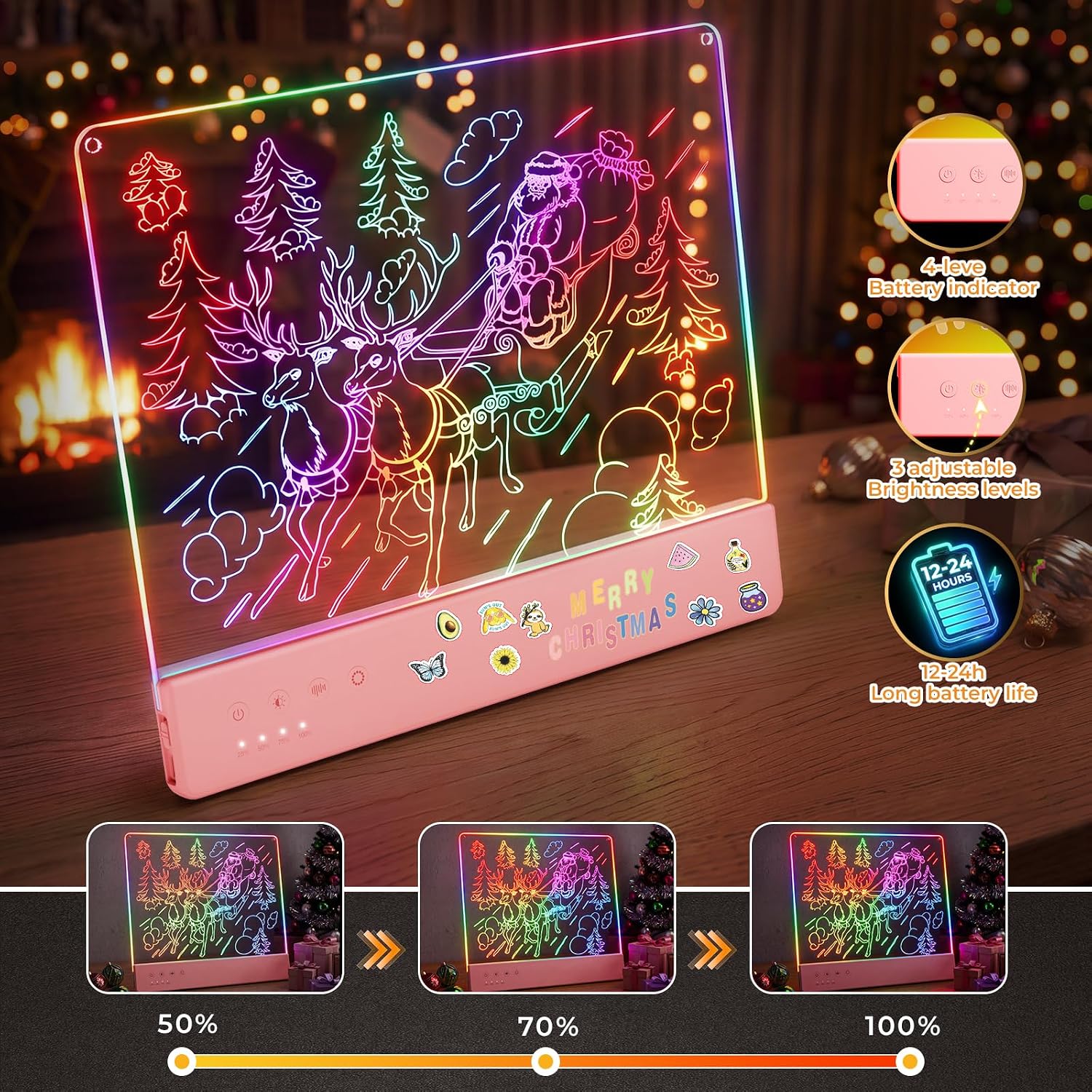 Thumbnail 4 de Mukypixy hbd-1-pk 16-Inch LED Drawing Board, Rechargeable, 8 Colors