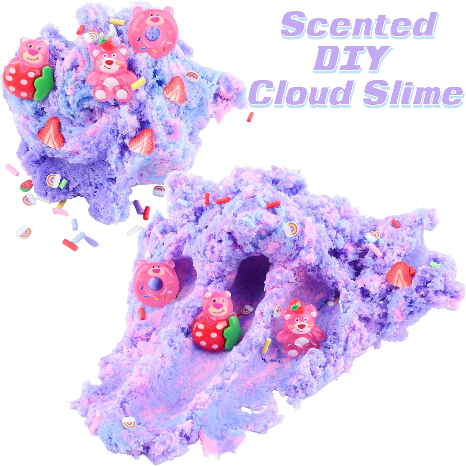 Thumbnail 6 de Pink Cloud Slime Kit – Super Soft Strawberry Bear Scented Slime Set with Resin Charms (8 oz)