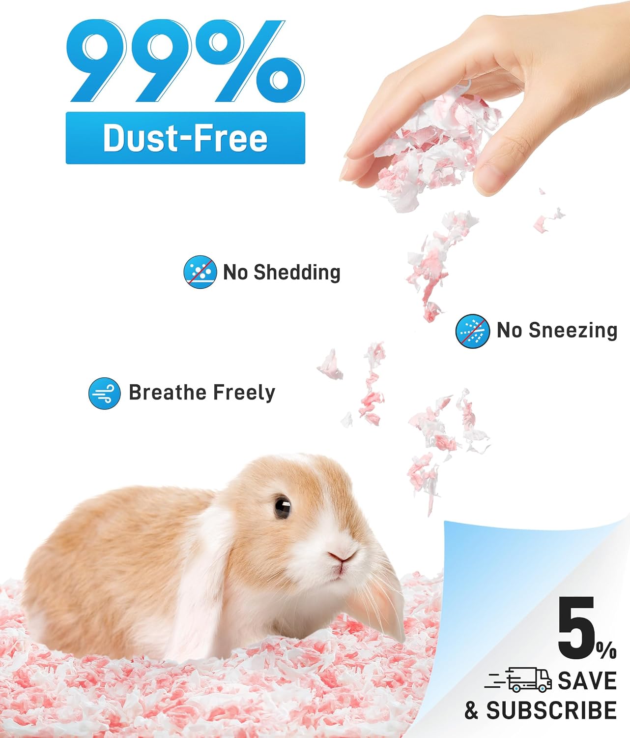 Detalle 2 de BUCATSTATE Hamster Bedding 70L – 99% Dust-Free, Odour Control Natural Paper Bedding for Small Pets