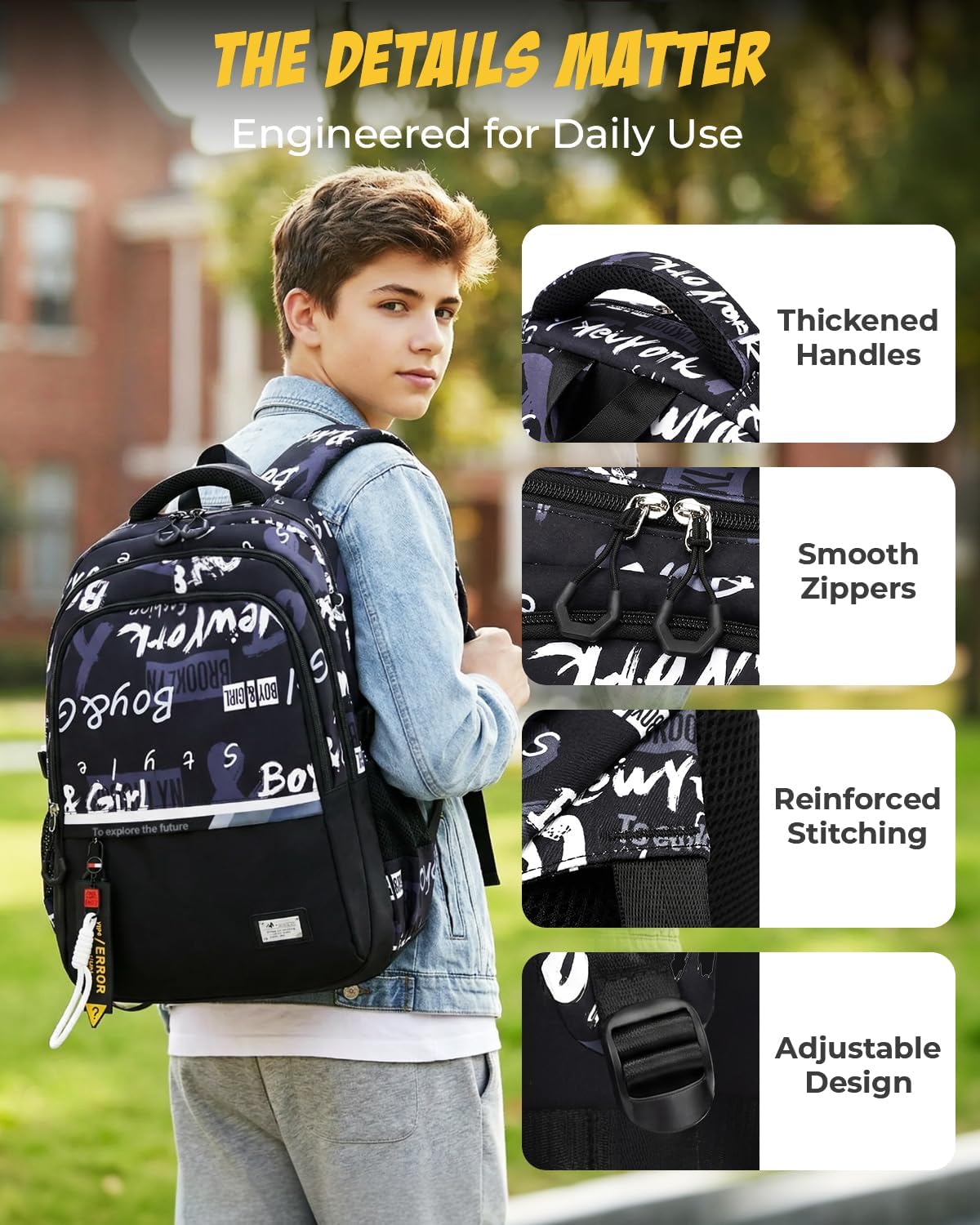 Detalle de Amythe Sac à Dos Garçons Cartable Primaire – Grand Volume, Imperméable et Polyvalent