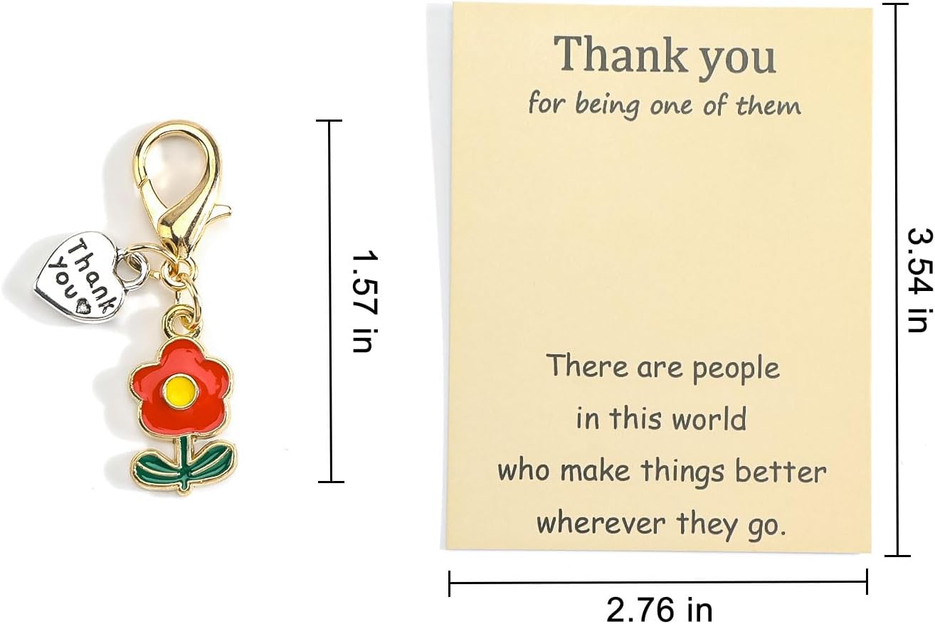 Detalle de Tranbath Funny Thank You Keychain Gift with Flower Charm and Card