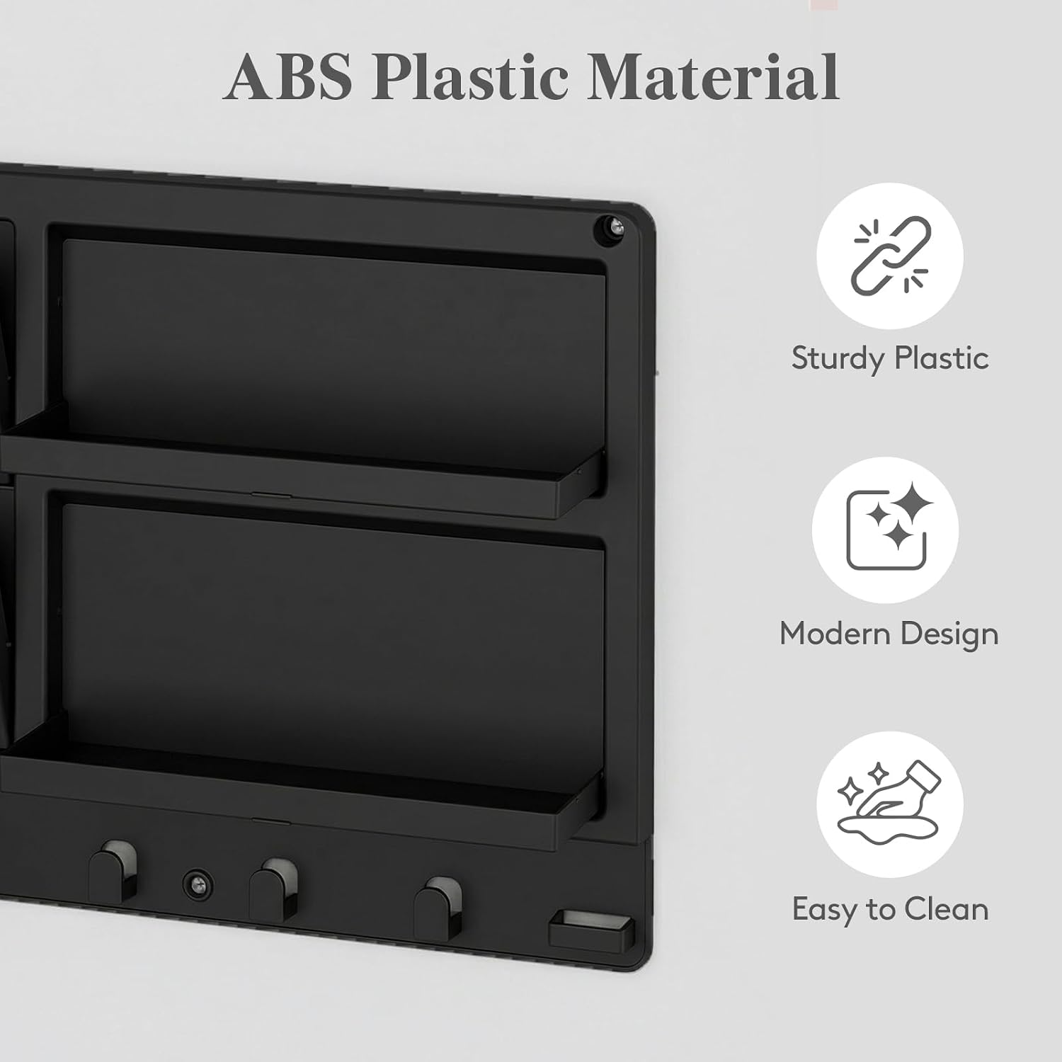 Thumbnail 2 de Lifewit 25184 Plastic Bedside Wall Shelf with Hooks and Dual Mounting
