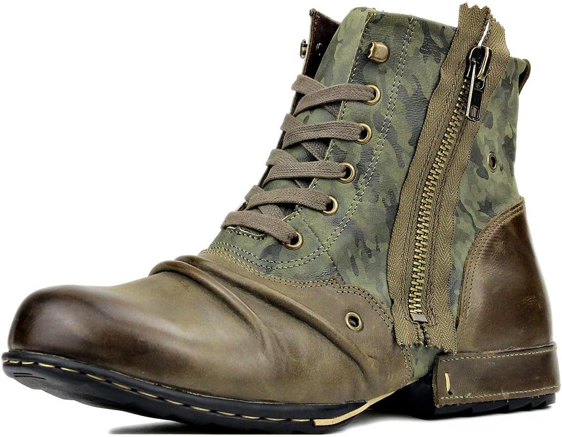 Detalle de COWSDELLA Herren Echtes Leder Chukka Stiefel mit Reißverschluss 5008-8-DE-R – robust, vielseitig und stylisch