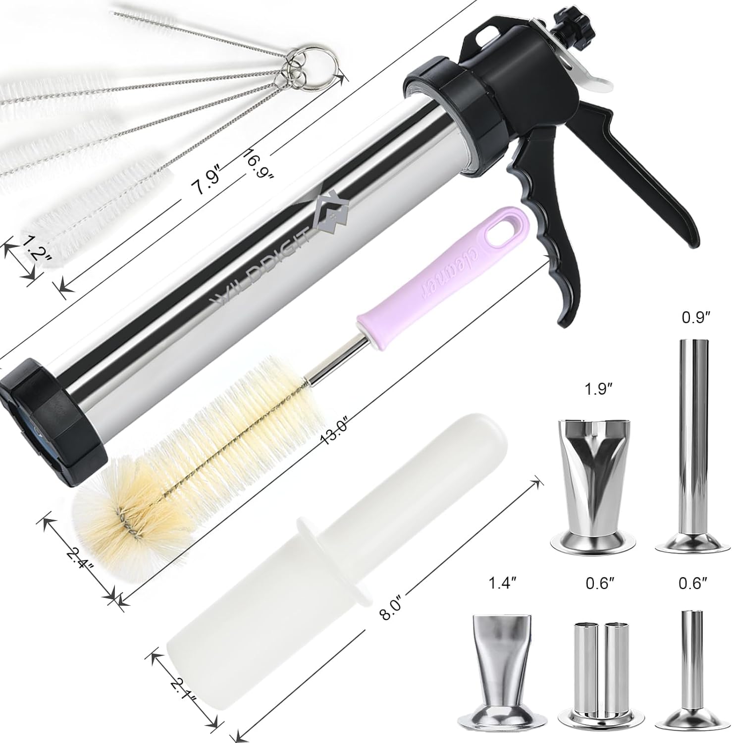 Detalle 2 de WILDDIGIT 3rd Gen Jerky Gun Kit (2.1 LB) with 5 Nozzles, Sausage Stuffer & Stainless Steel Jerky Maker