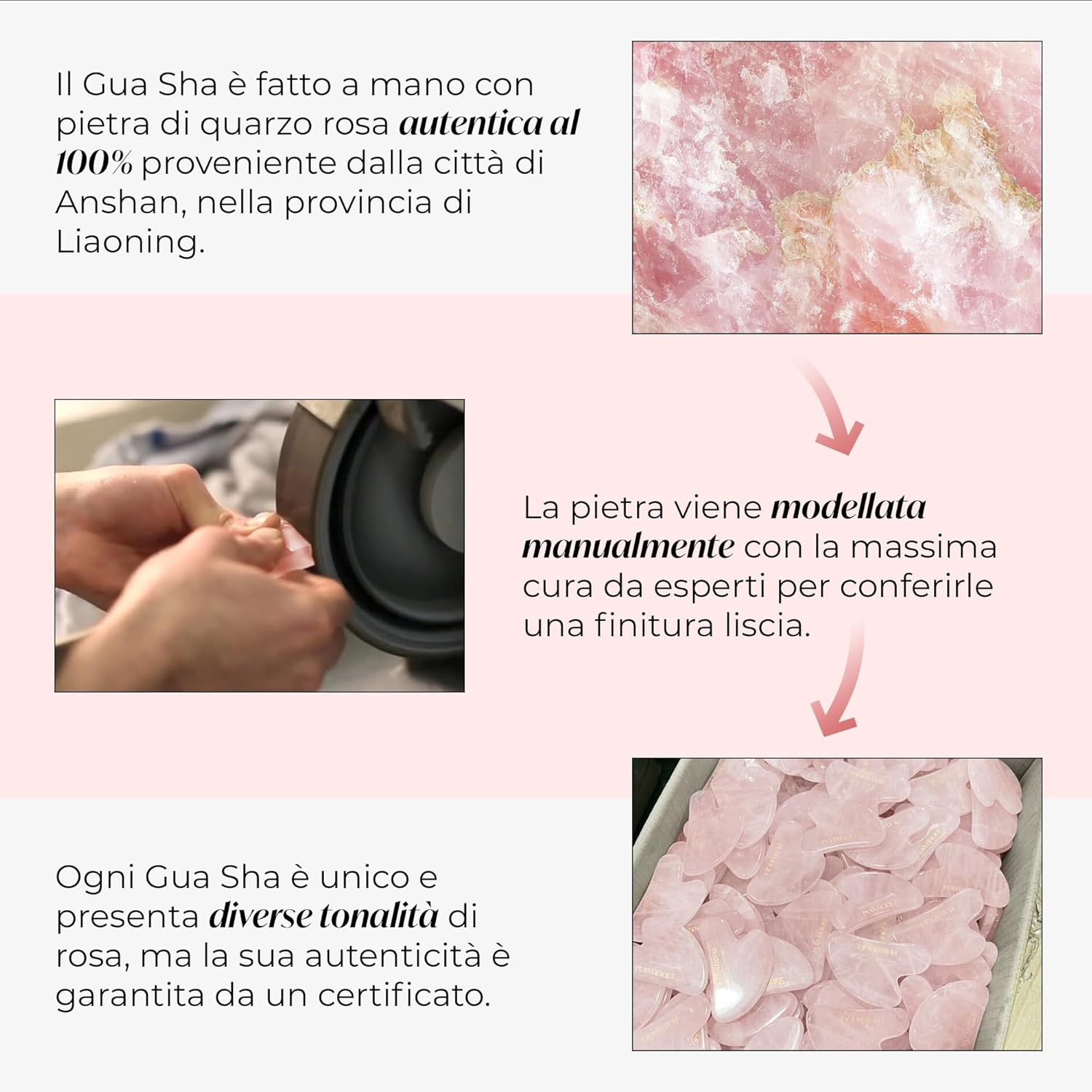 Thumbnail 4 de PLANTIFIQUE Gua Sha viso in quarzo rosa, massaggiatore facciale