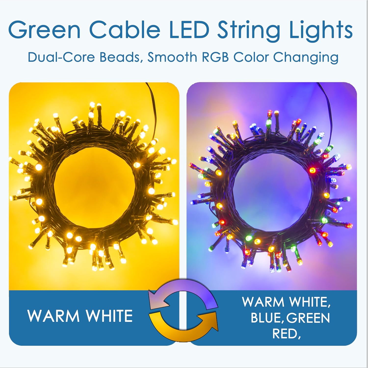 Detalle de YUCHOI USB Powered Colour Changing LED Christmas String Lights (20m, 200 LED) with Remote