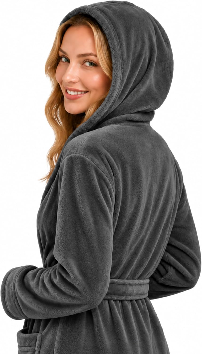 Detalle de NY Threads dameskamerjas met capuchon, zachte fleece en tailleband