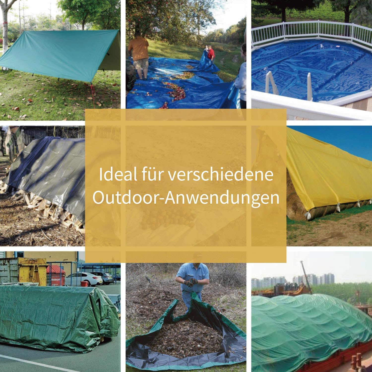 Detalle 2 de GUARD SHIELD Abdeckplane 4 m x 6 m Grün – wasserdicht, reißfest und wiederverwendbar